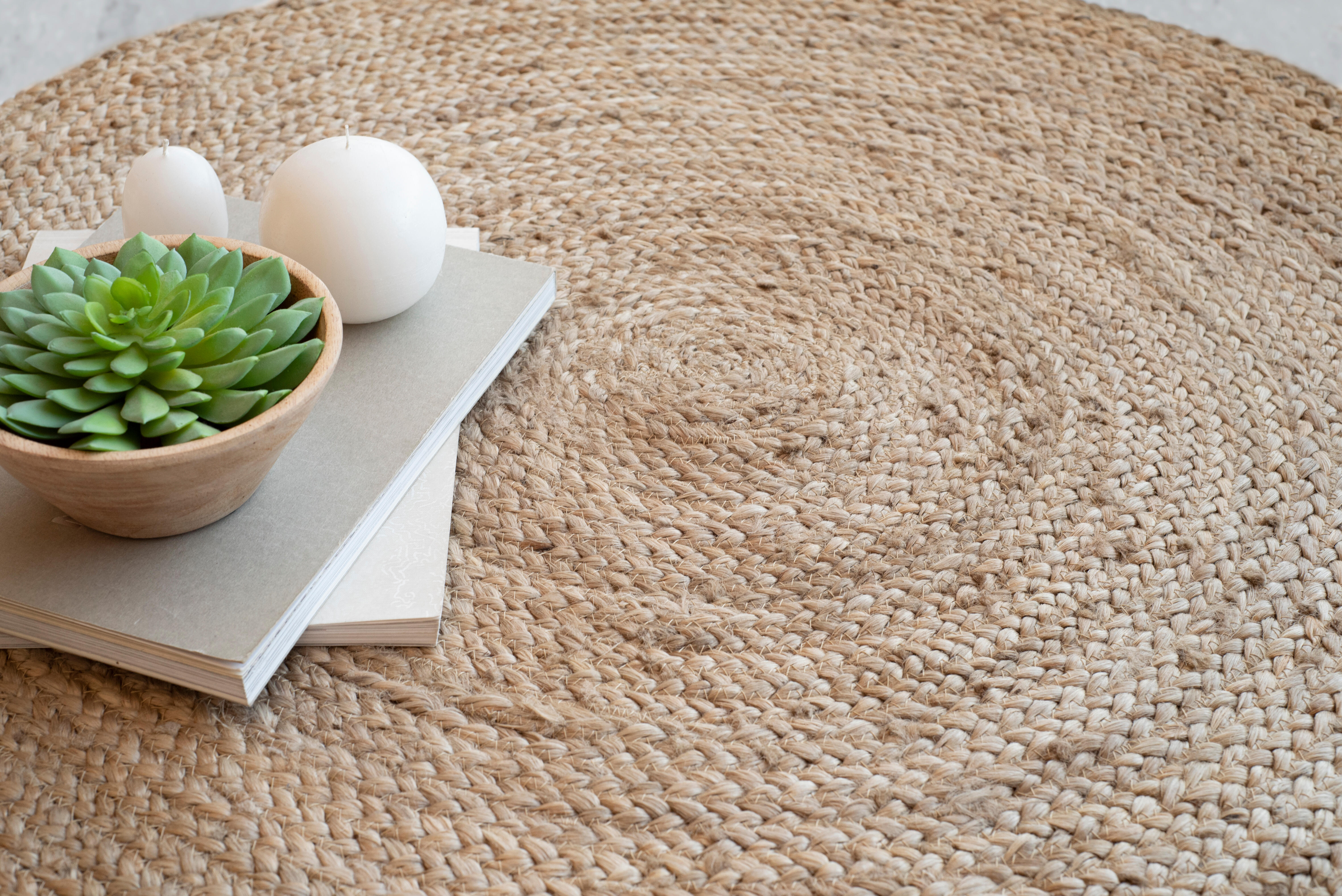 Alfombra yute Yute Ibiza 90x90cm tejido plano  naturaleza natural redonda - 7