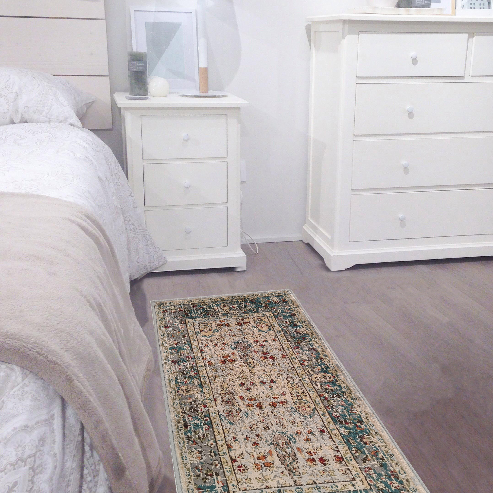 Alfombra pasillera  polipropileno pelo corto  base antideslizante Estambul geométrico multicolor  lavable en lavadora 55x110cm - 2