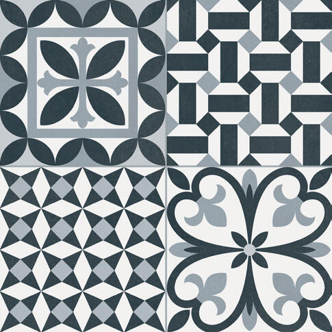 Suelo/Azulejo porcelánico Heritage efecto hidráulico negro 33.15x33.15 cm C1 - 10