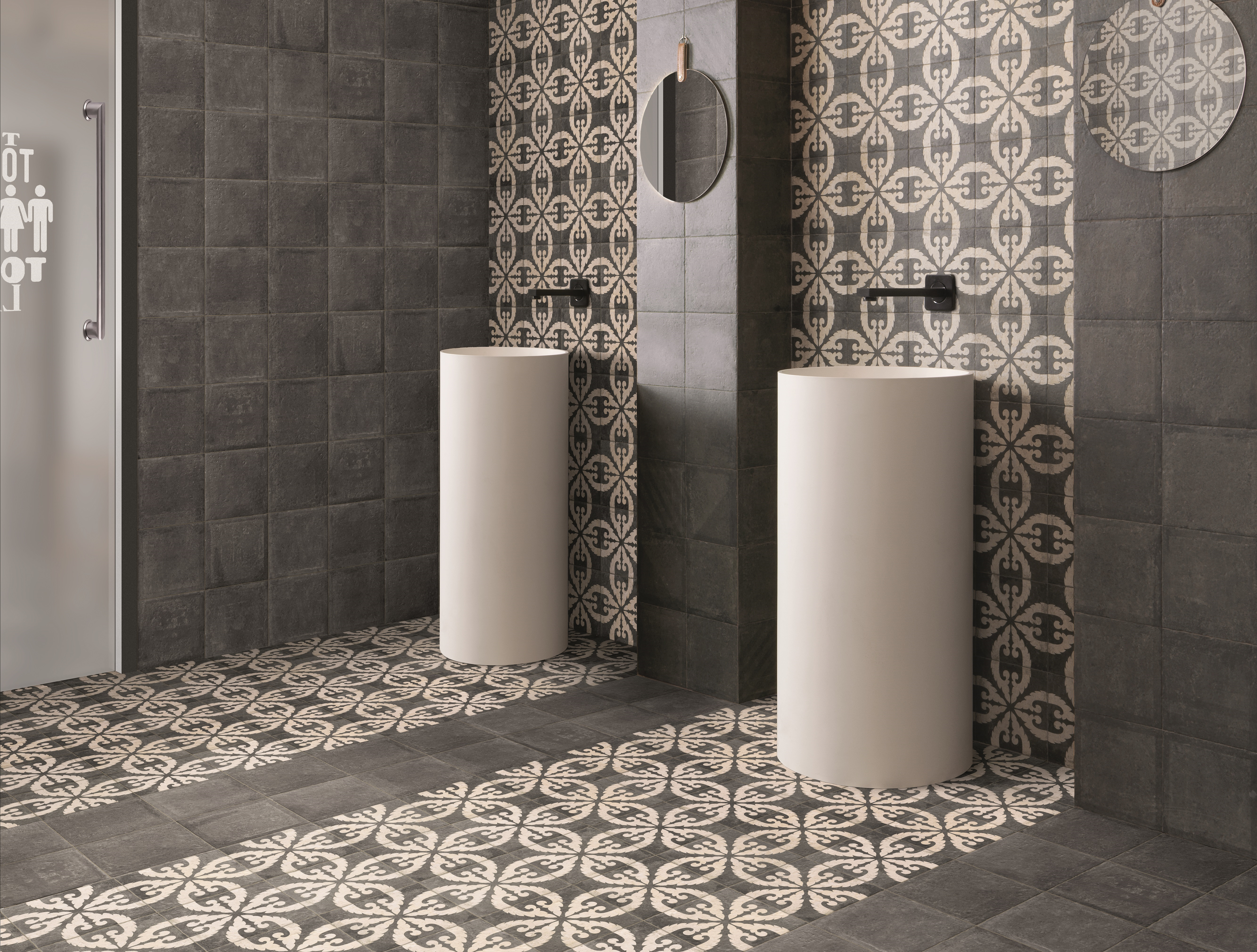 Suelo/azulejo porcelánico nord efecto piedra negro 20x20 cm c2