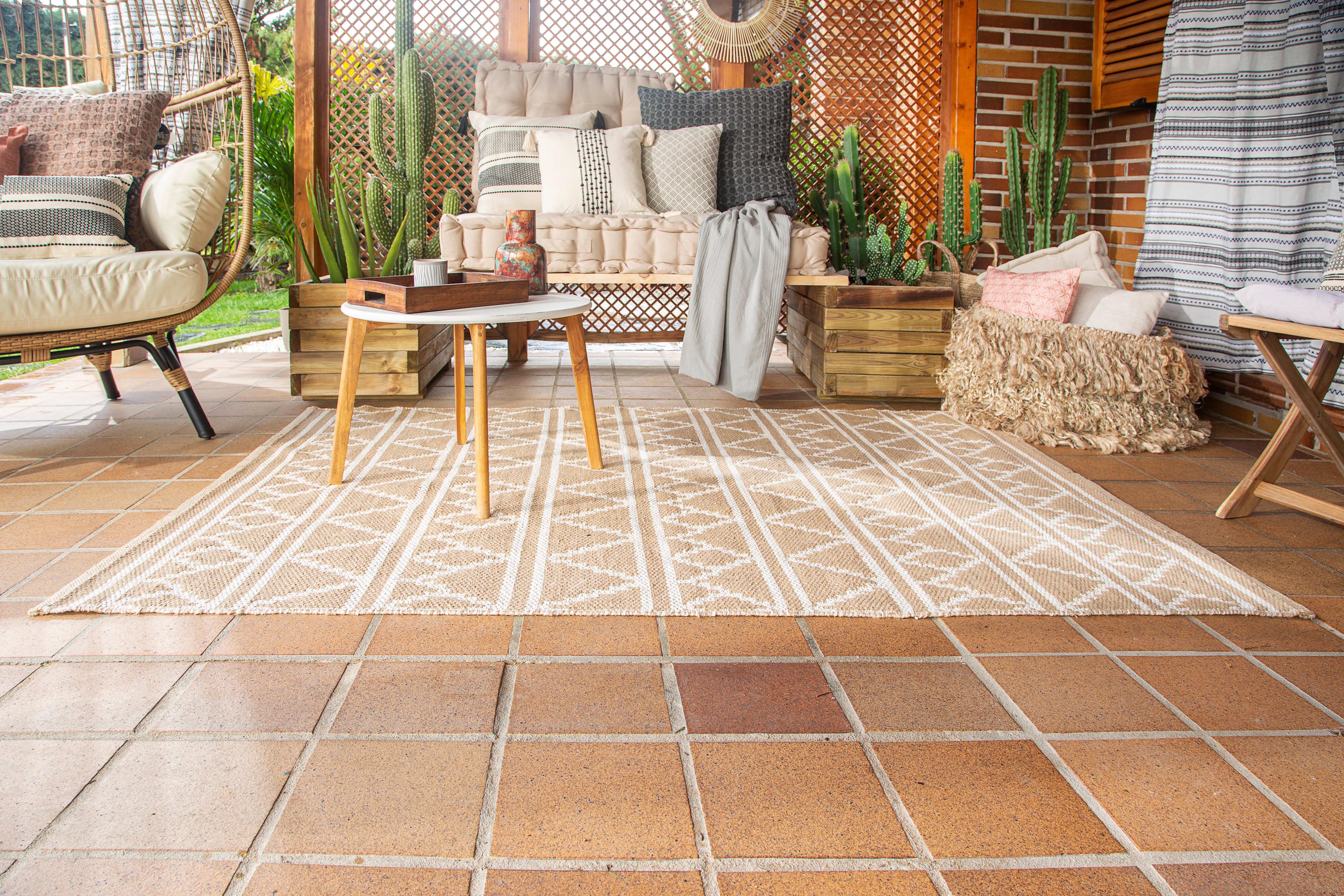 Tappeto Mulian in juta bianco e tortora, L 200 x L 140 cm - 9