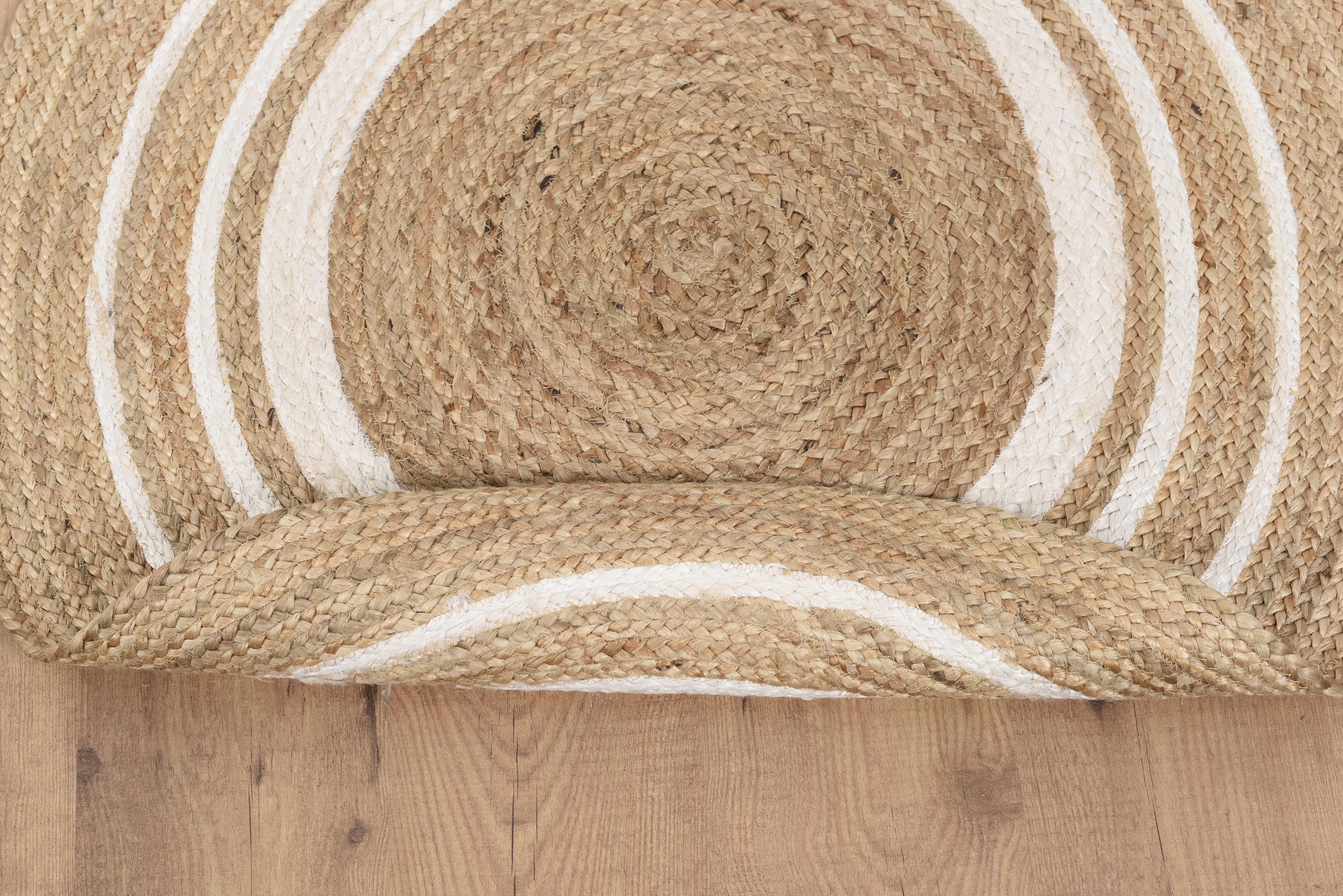 Tapete redondo juta D100CM ALHAMBRA GRECA NATURAL/BRANCO - 5