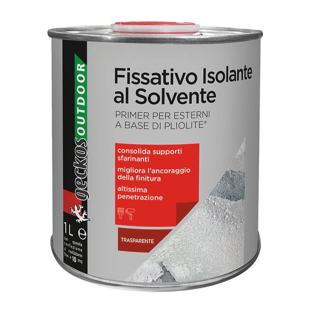 Fissativo consolidante per esterno con solvente GECKOS per legno, cartongesso e intonaco di calce cementizia 1 L
