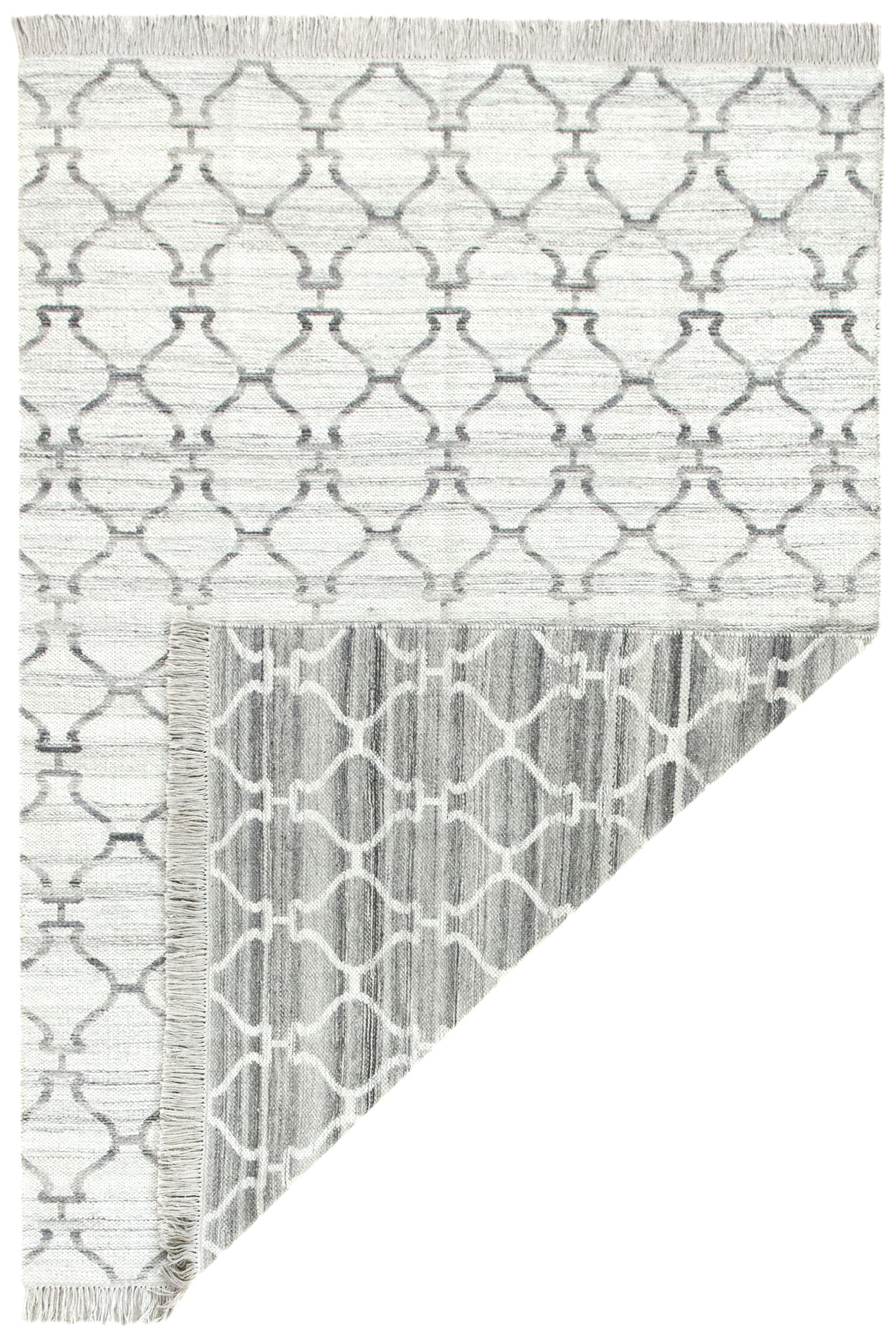 Alfombra lana tejido plano reversible kilim caspio gris 160x230cm