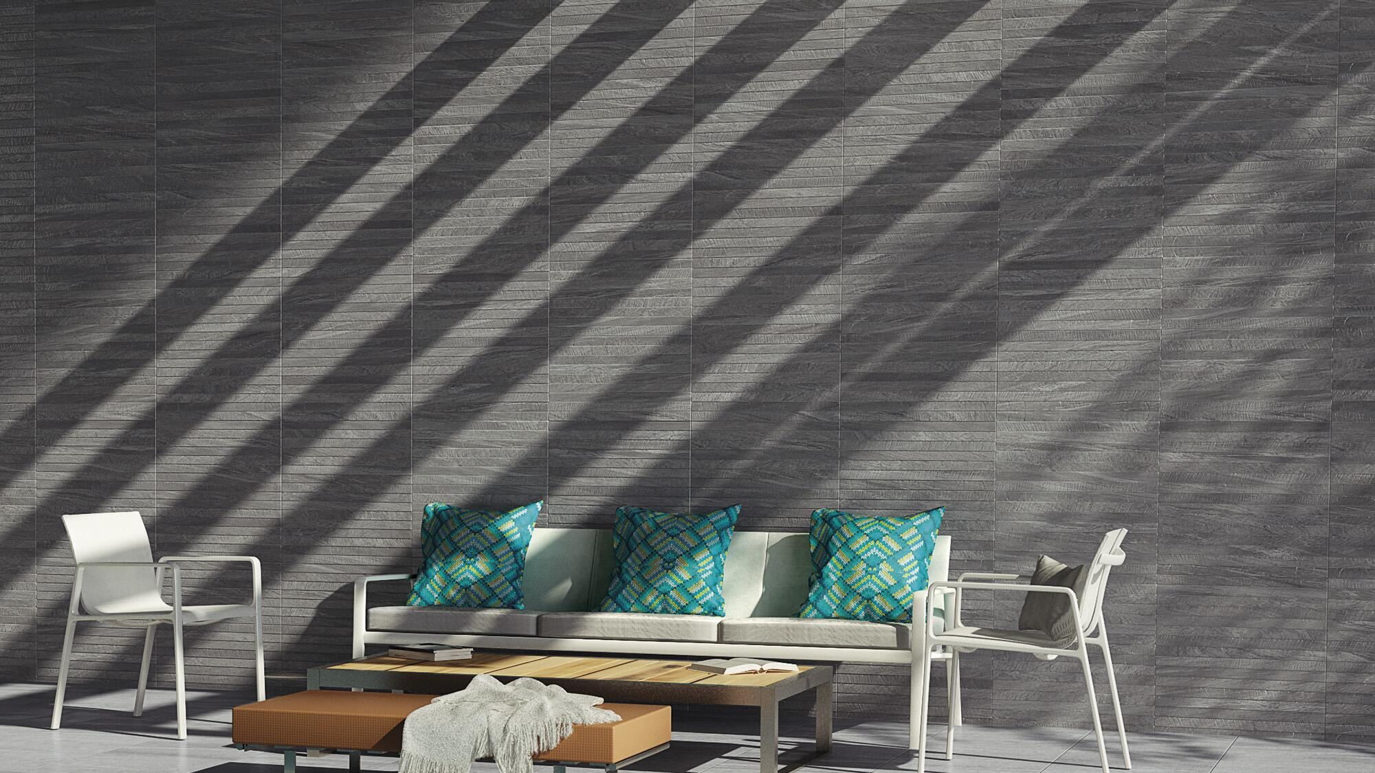 Azulejo porcelánico sáhara efecto piedra gris deco 32x62.5 cm artens