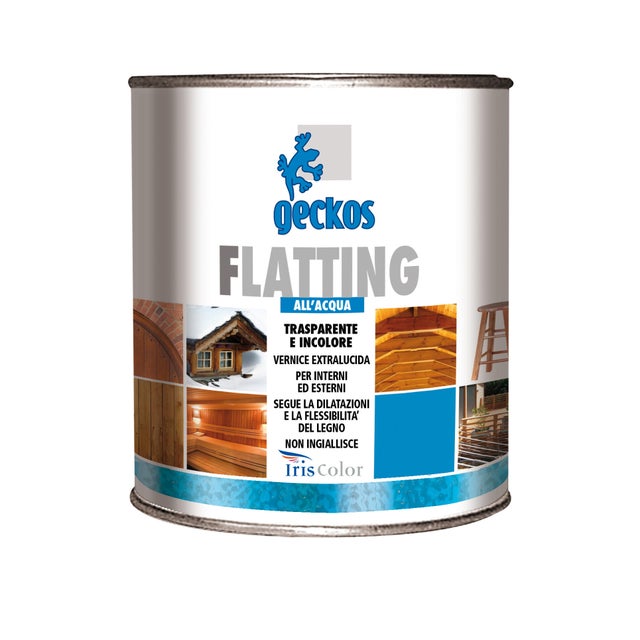 Vernice per legno da esterno a base acqua GECKOS per legno trasparente incolore lucido 0.75 lt.