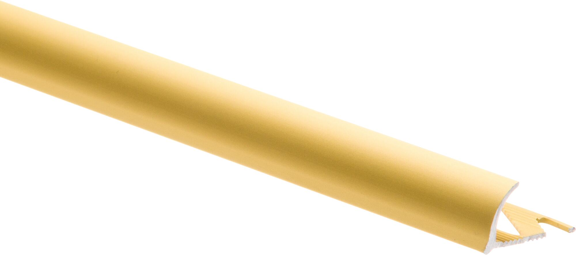 Perfil de esquina y borde externo curvo aluminio dorado mate int/ext 2.5m x1.2cm
