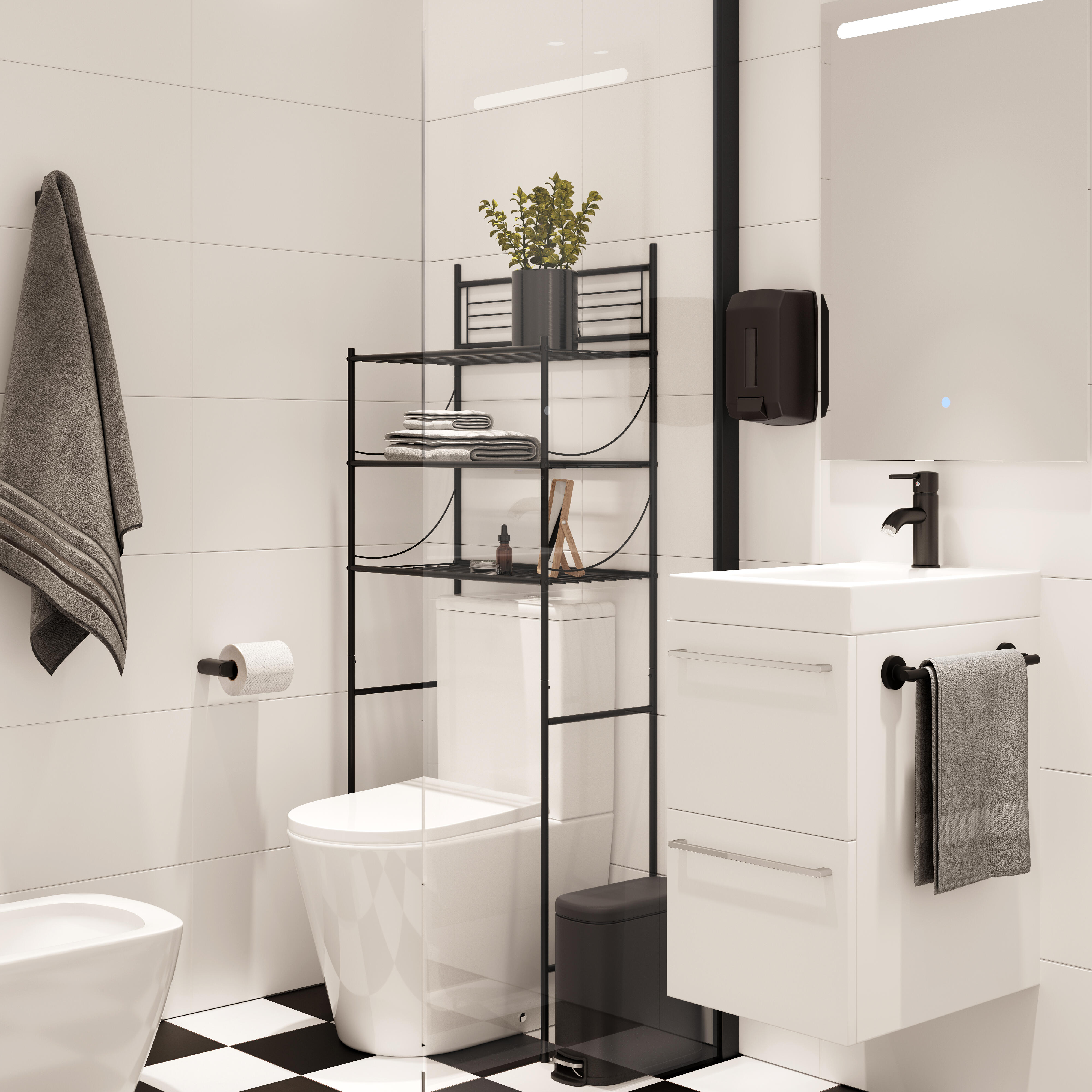 Mobile da bagno sospeso sotto lavabo L 60 x H 58 x P 35 cm bianco lucido, 2 cassetti SENSEA Remix - 2