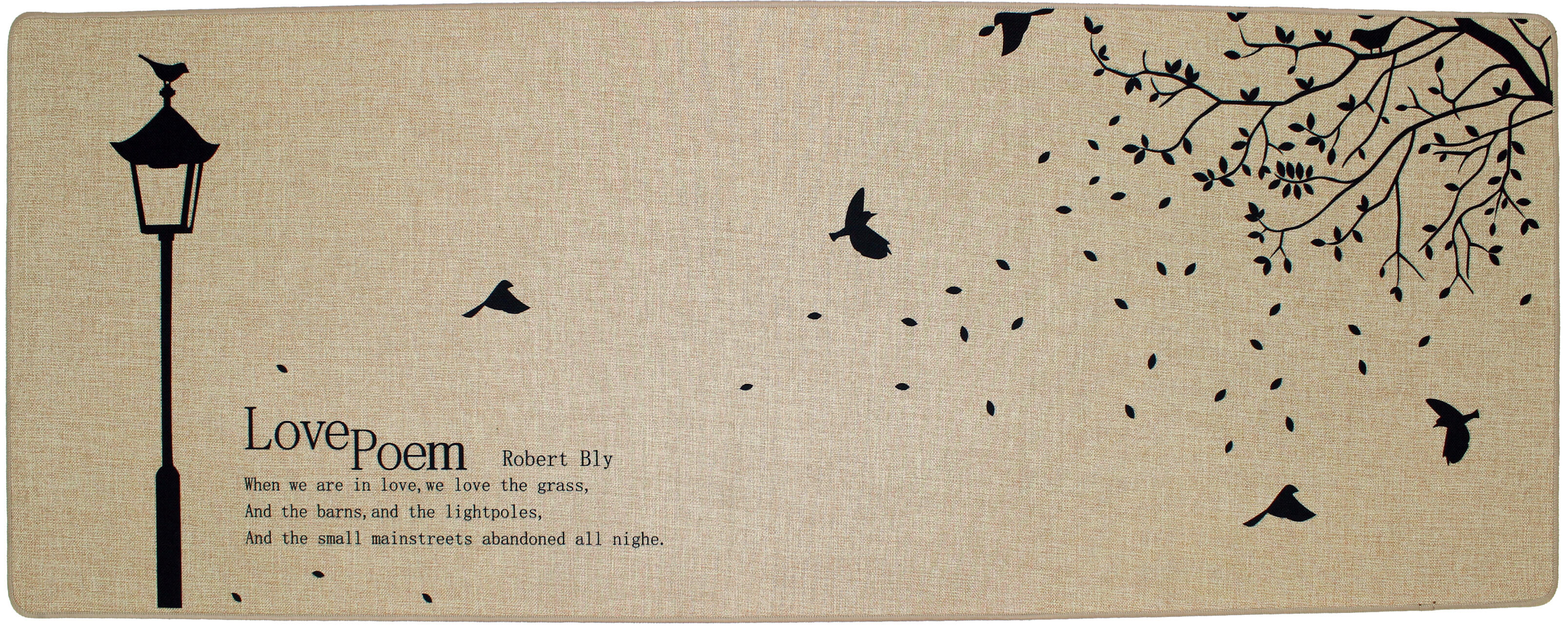 Alfombra pie de cama polipropileno tejido plano base antideslizante verona letras beige lavable en lavadora 50x130cm