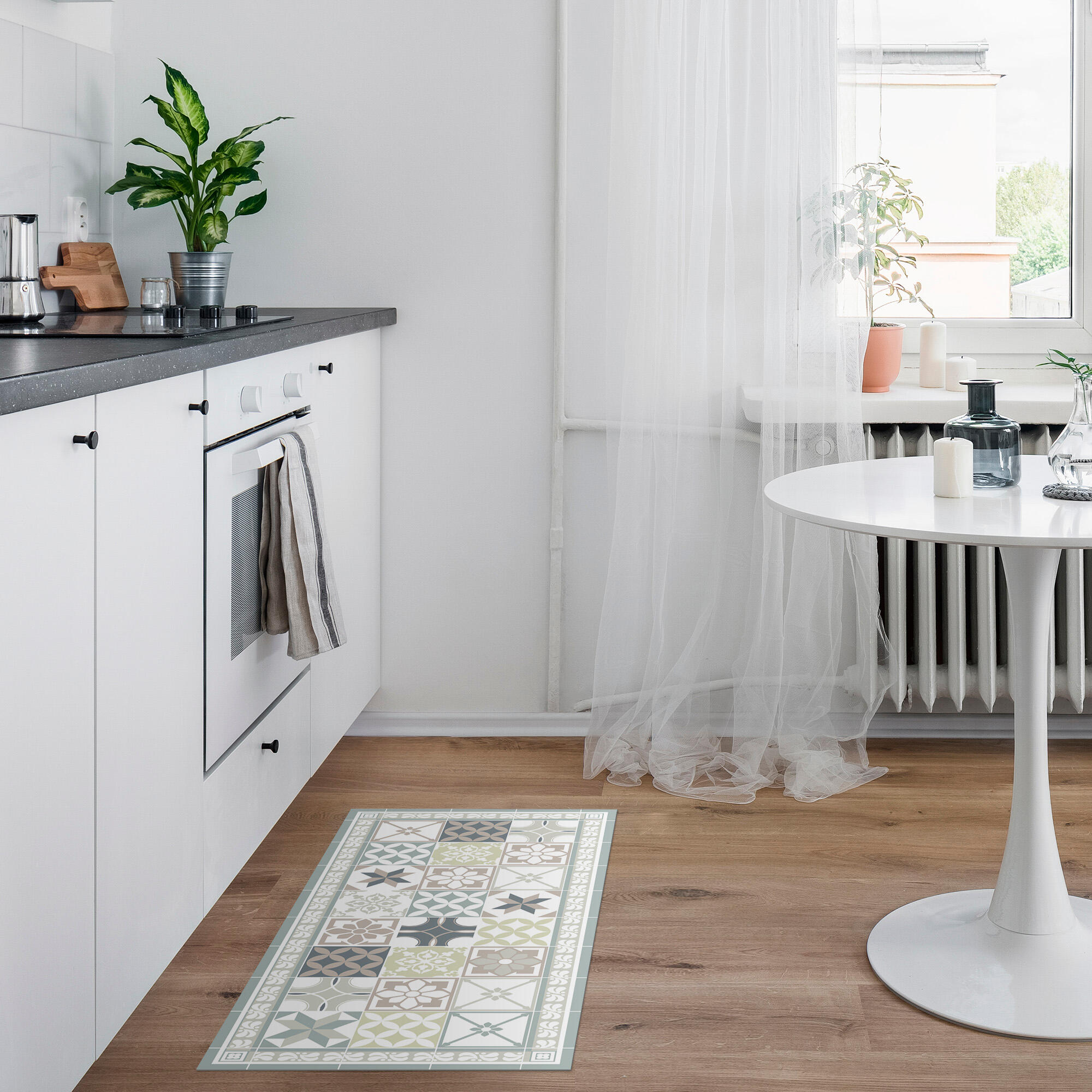 Alfombra pie de cama exterior/interior pvc Forcat 48x75cm tejido plano base antideslizante gris - 2