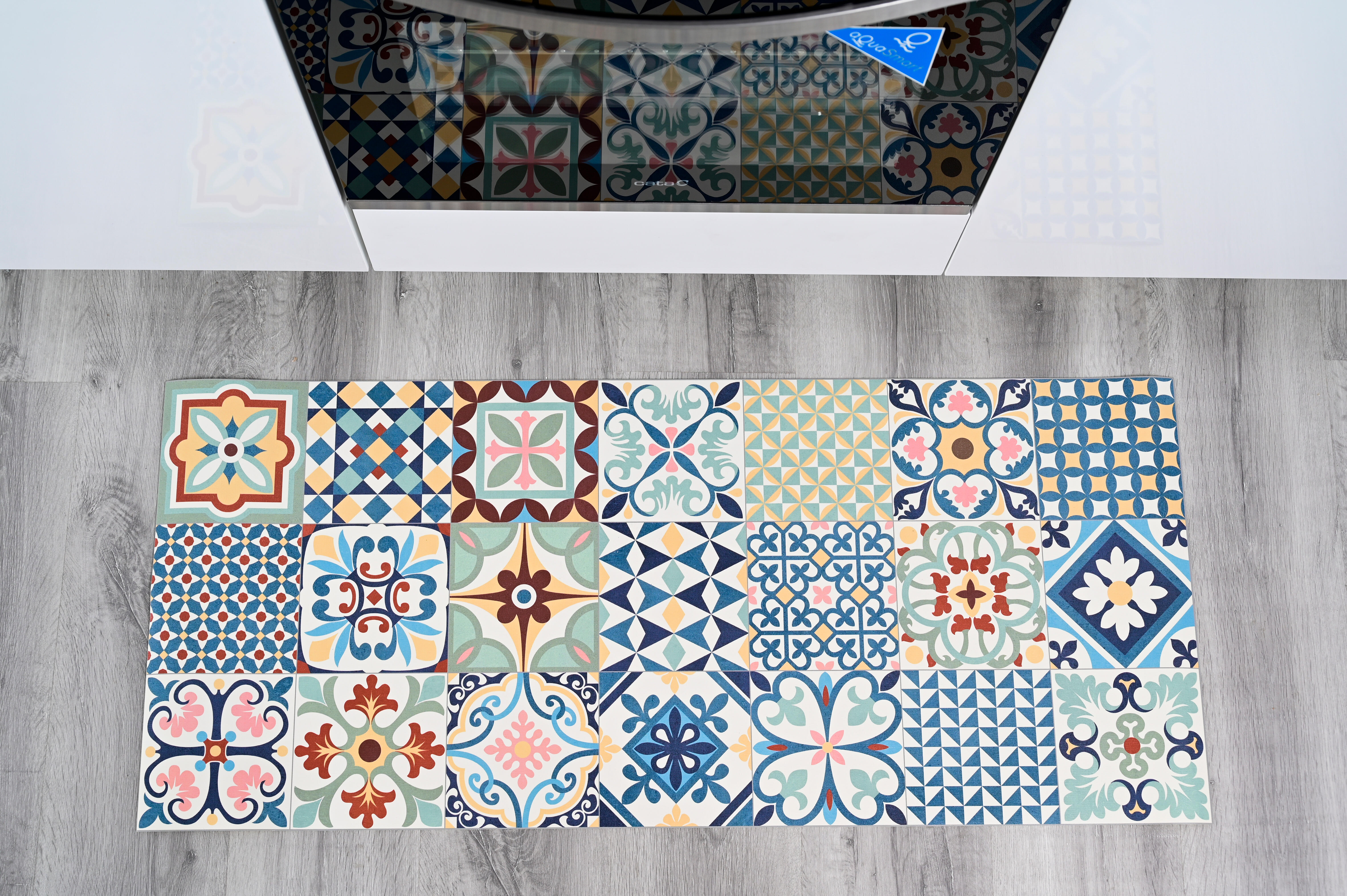 Alfombra pie de cama exterior/interior pvc Heritage Mix 48x110cm tejido plano base antideslizante multicolor - 10