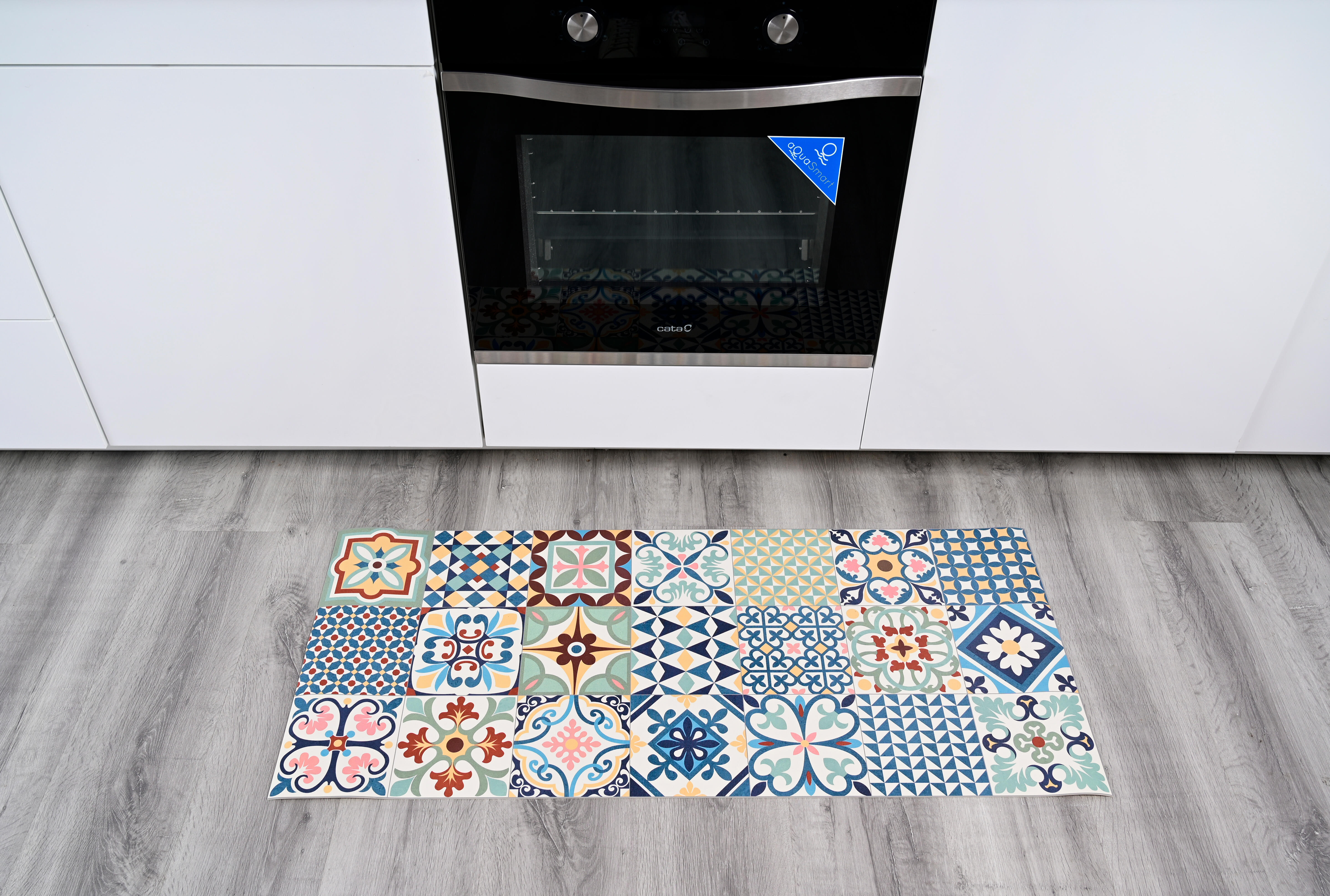 Alfombra pie de cama exterior/interior pvc Heritage Mix 48x110cm tejido plano base antideslizante multicolor - 9