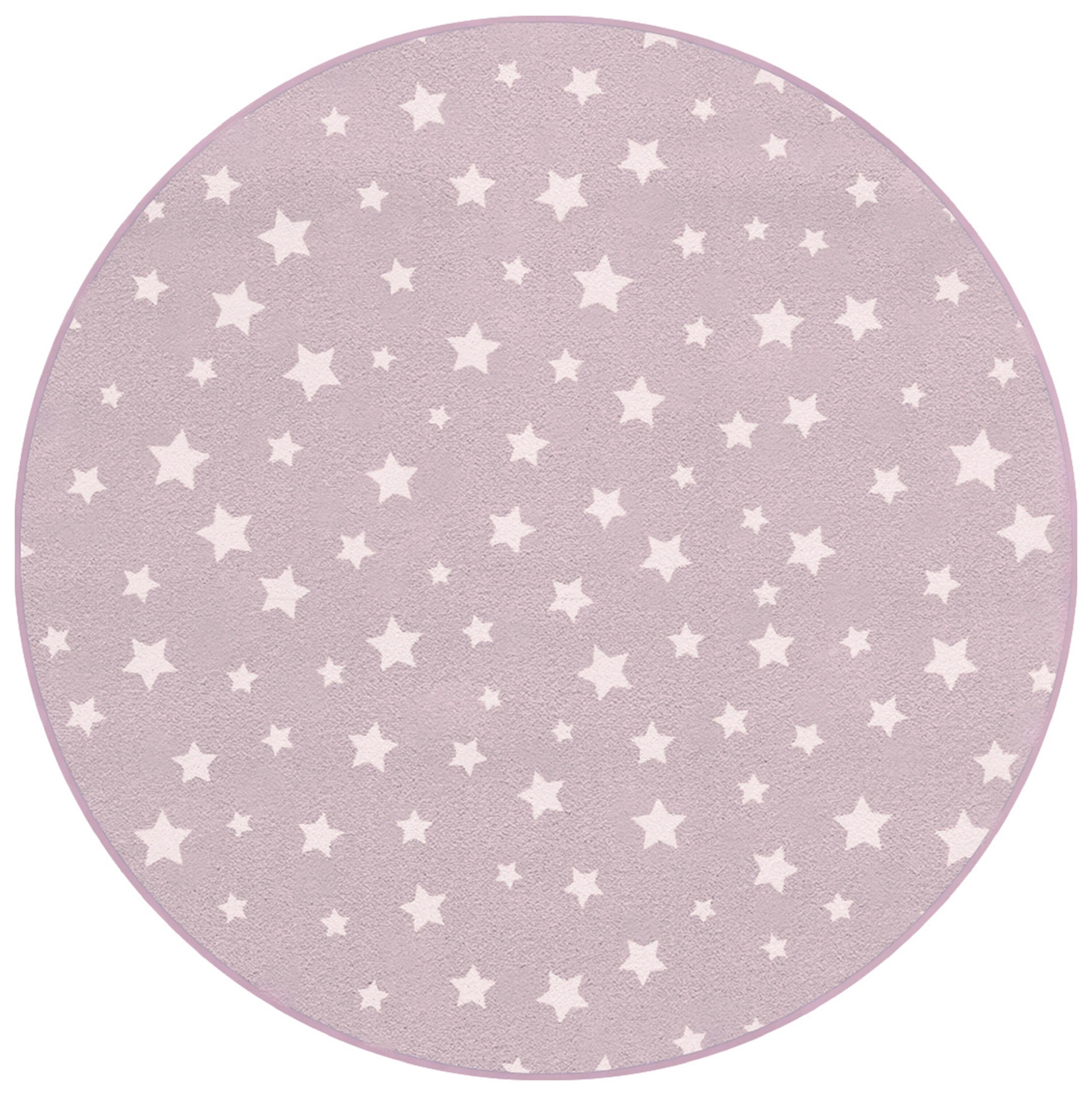 Alfombra poliamida estrellas rosa redonda 100x100cm
