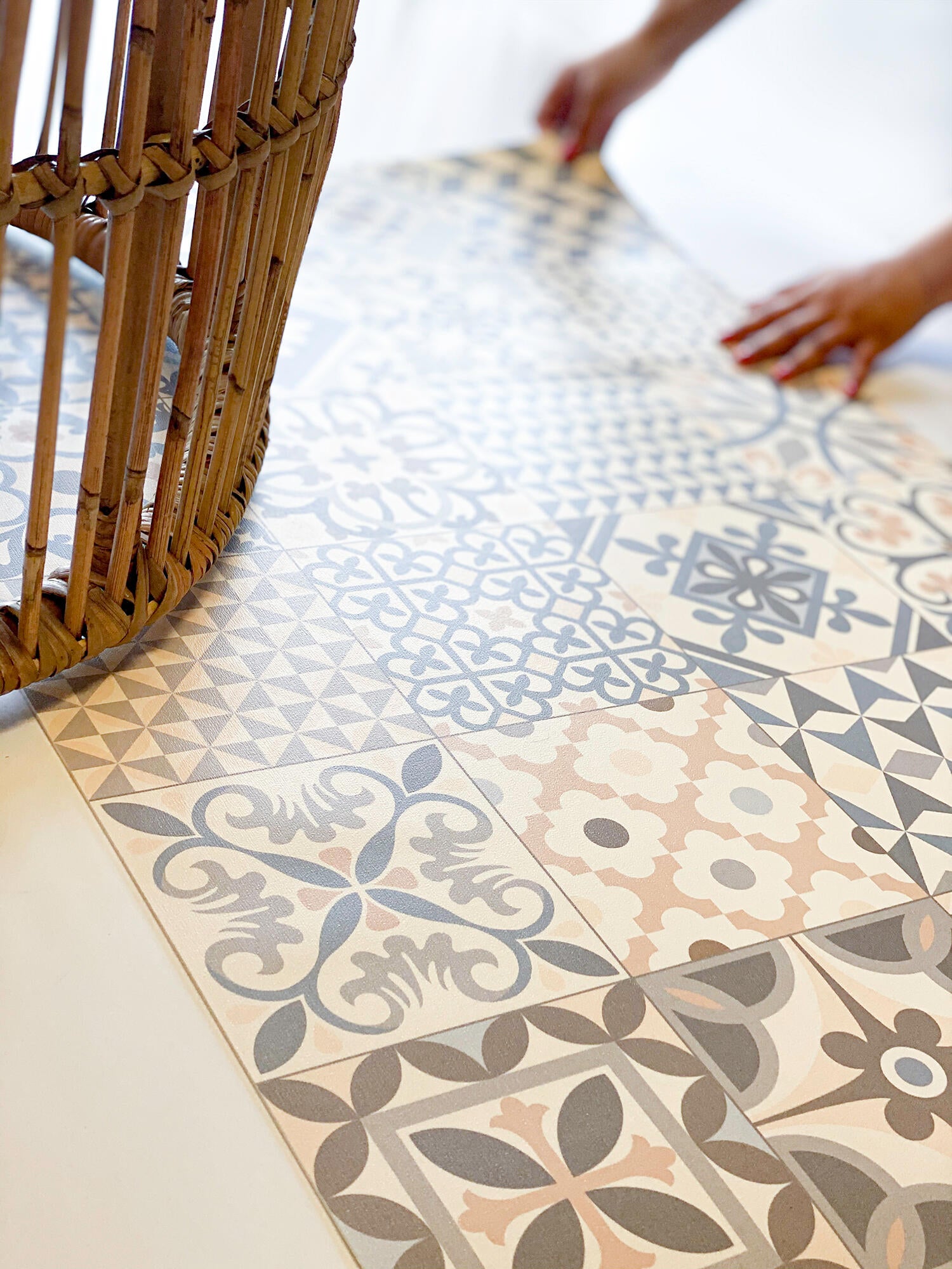 Alfombra pie de cama exterior/interior pvc Heritage 48x75cm tejido plano base antideslizante gris - 7