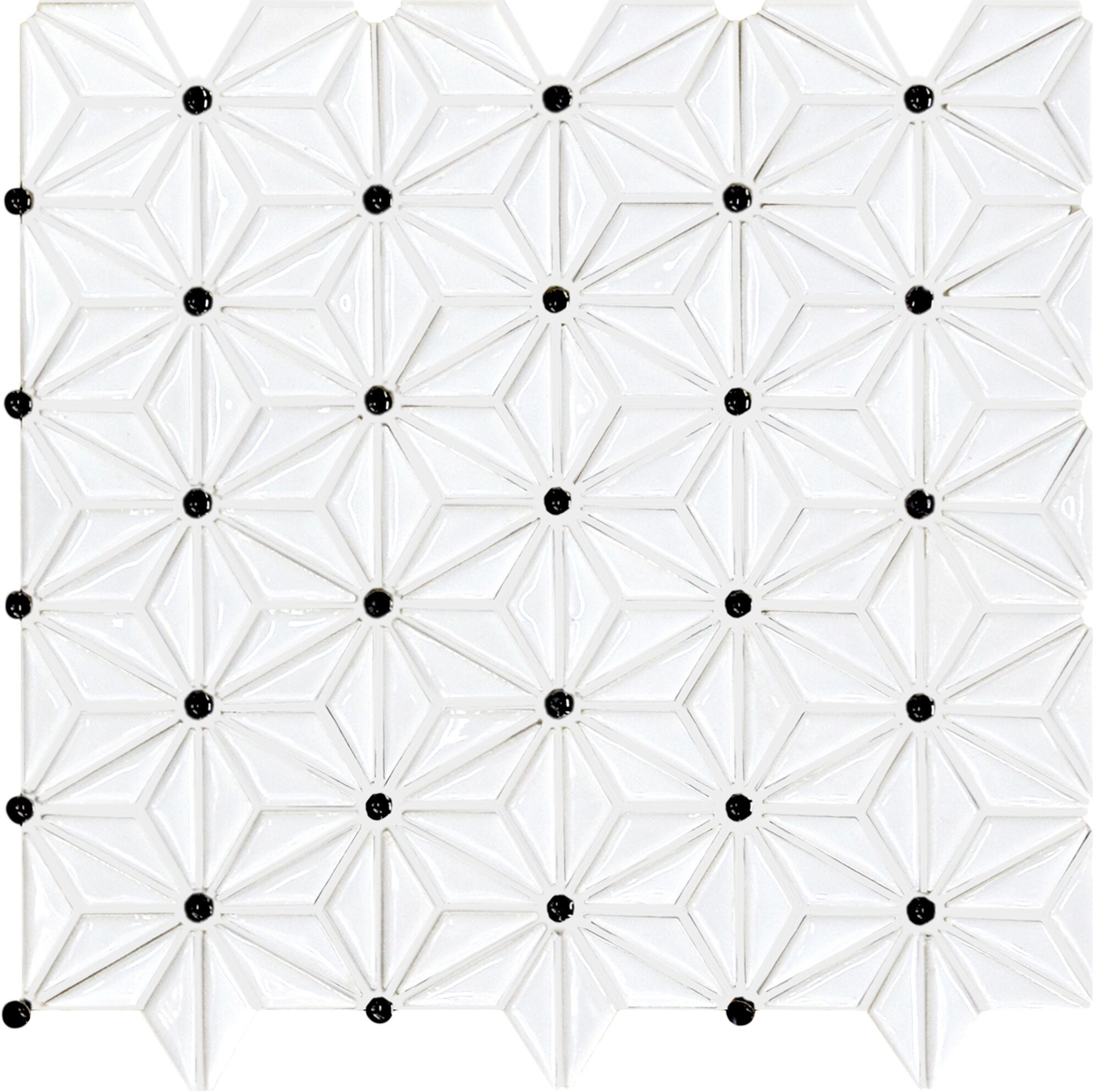 Azulejo mosaico gres porcelánico tech efecto vidrio blanco 30x30 cm