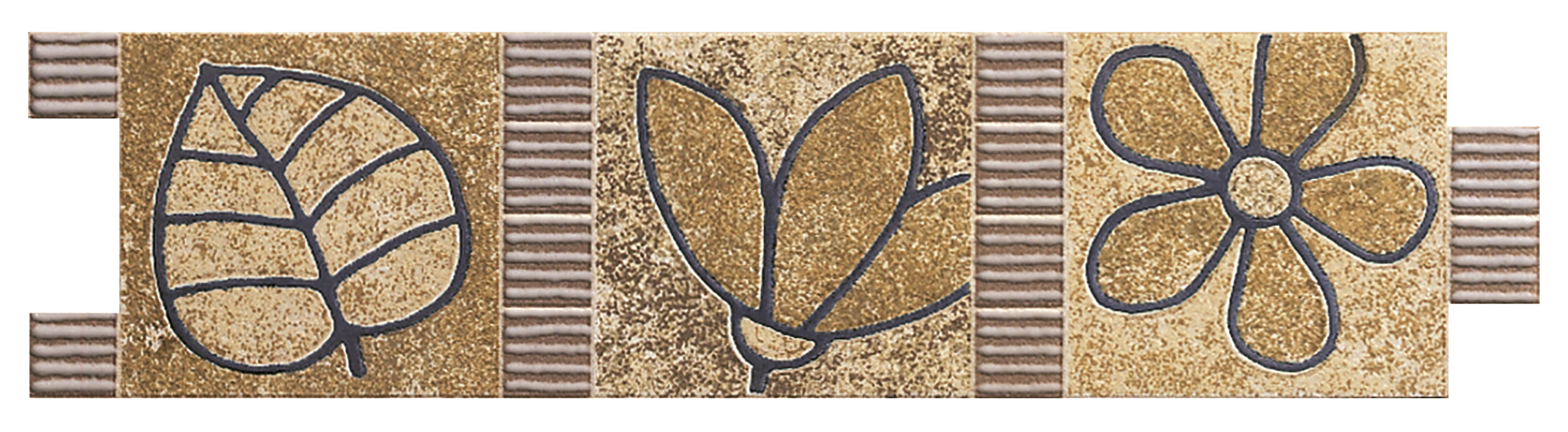 Pack de 4 listelos cerámica geo marrón 25x6.5cm