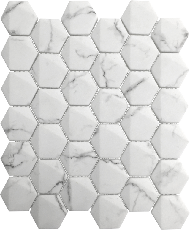 Azulejo mosaico vidrio Urban efecto mármol blanco 27x26 cm