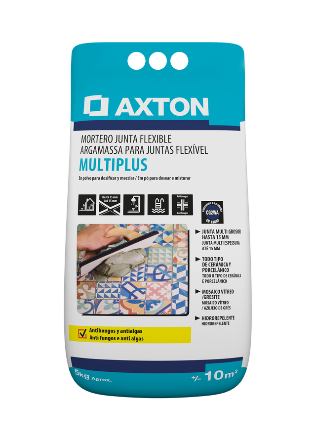 Mortero junta multiplus 0-15mm marrón jazmín 5 kg AXTON