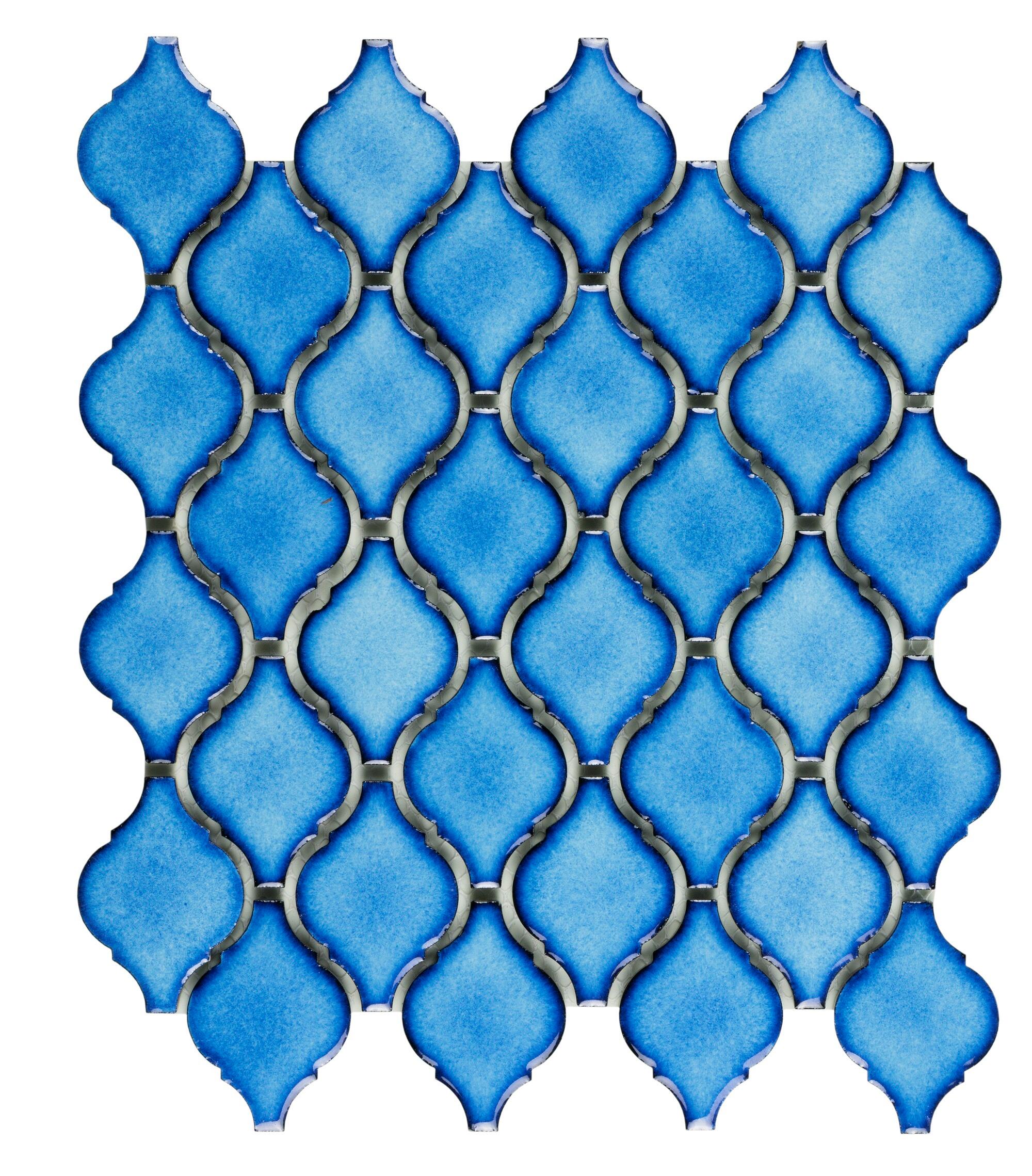 Azulejo mosaico gres porcelánico tech efecto vidrio azul 24.9x28.2 cm c1