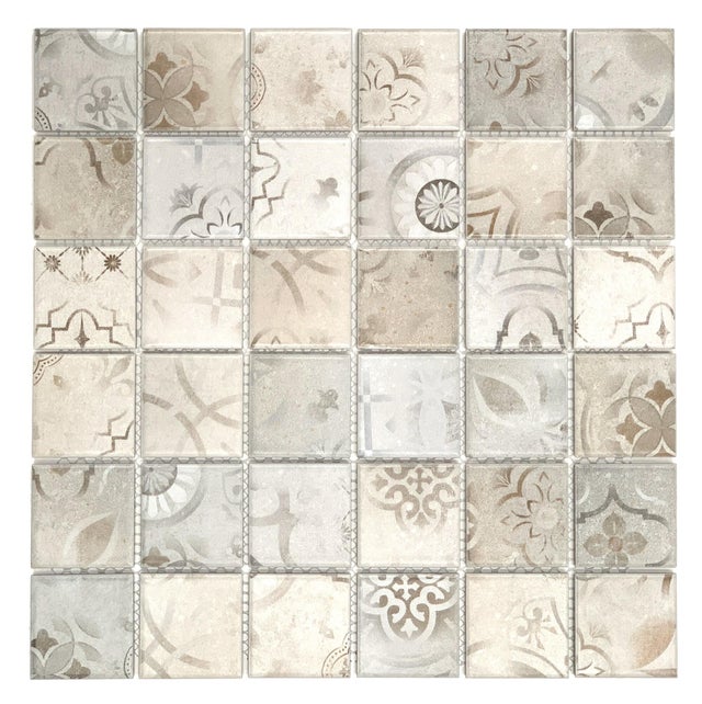Azulejo mosaico gres porcelánico Toscana efecto cemento multicolor 30x30 cm C1