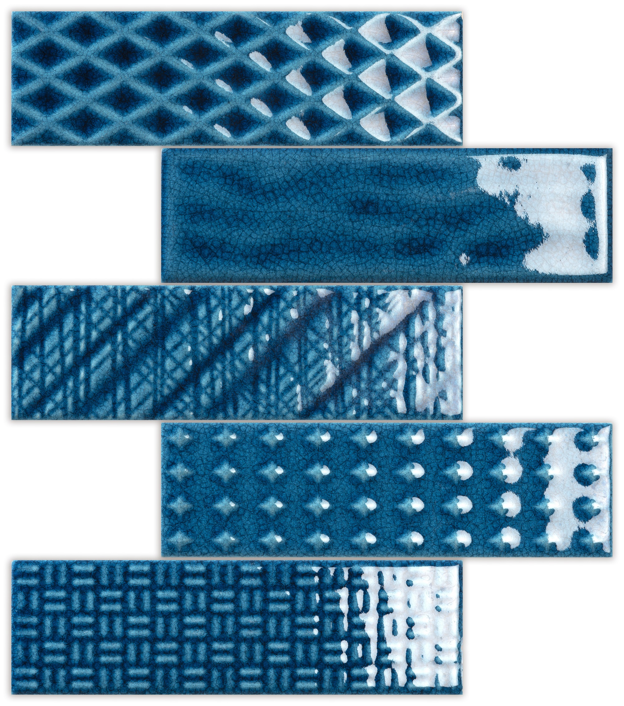 Azulejo mosaico gres porcelánico tech efecto vidrio azul 20.3x31.5 cm