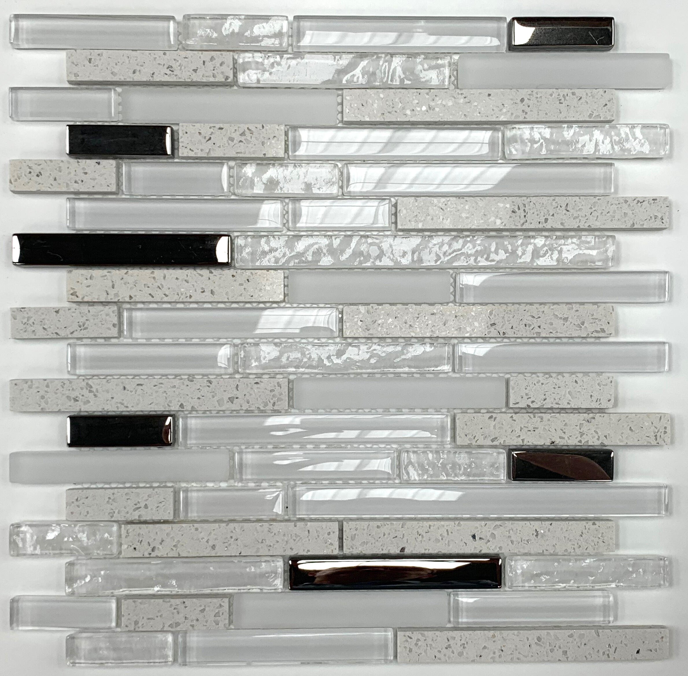 Azulejo mosaico vidrio quartz efecto vidrio blanco 30x30 cm