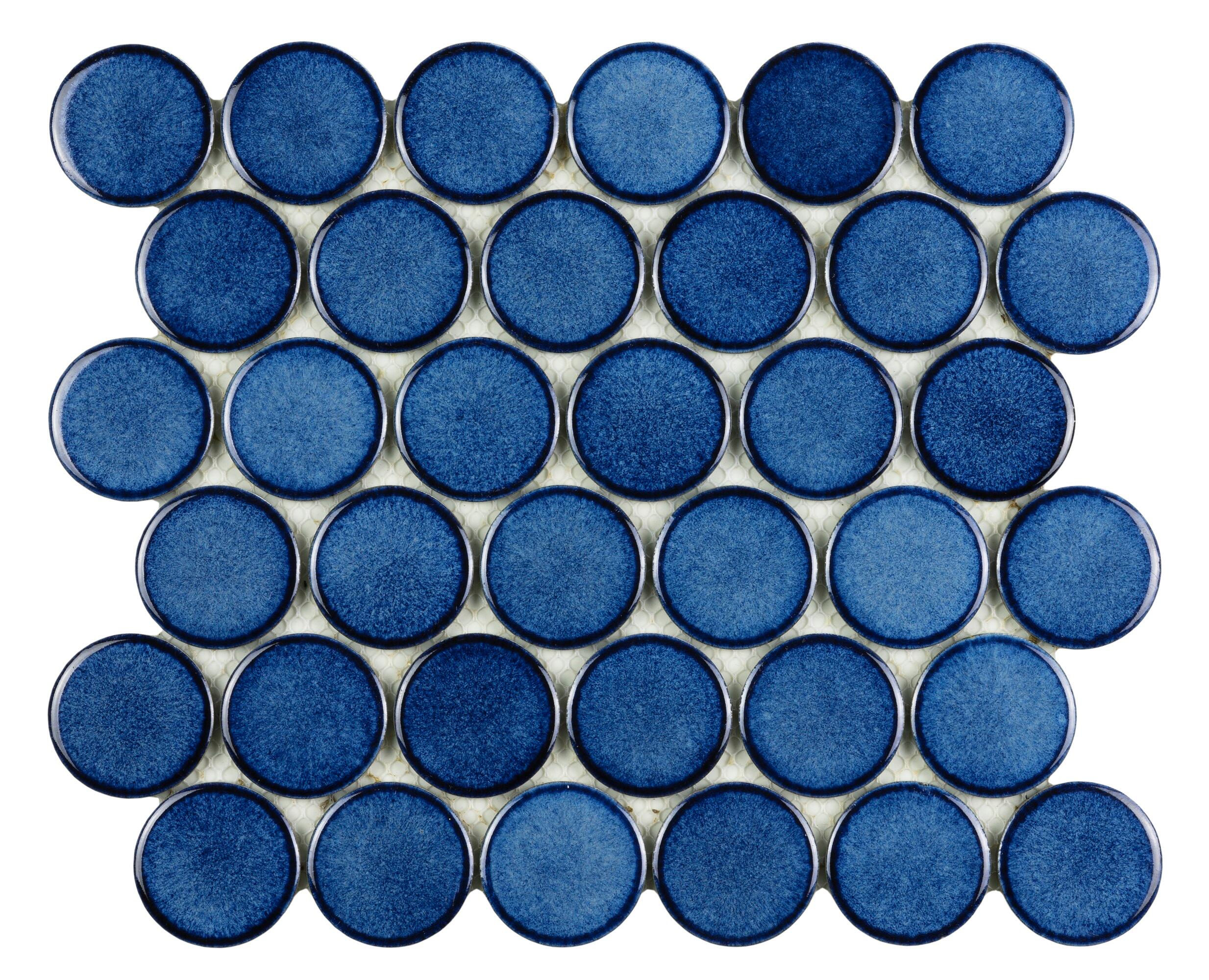 Azulejo mosaico gres porcelánico tech efecto vidrio azul 30.4x26.3 cm c1
