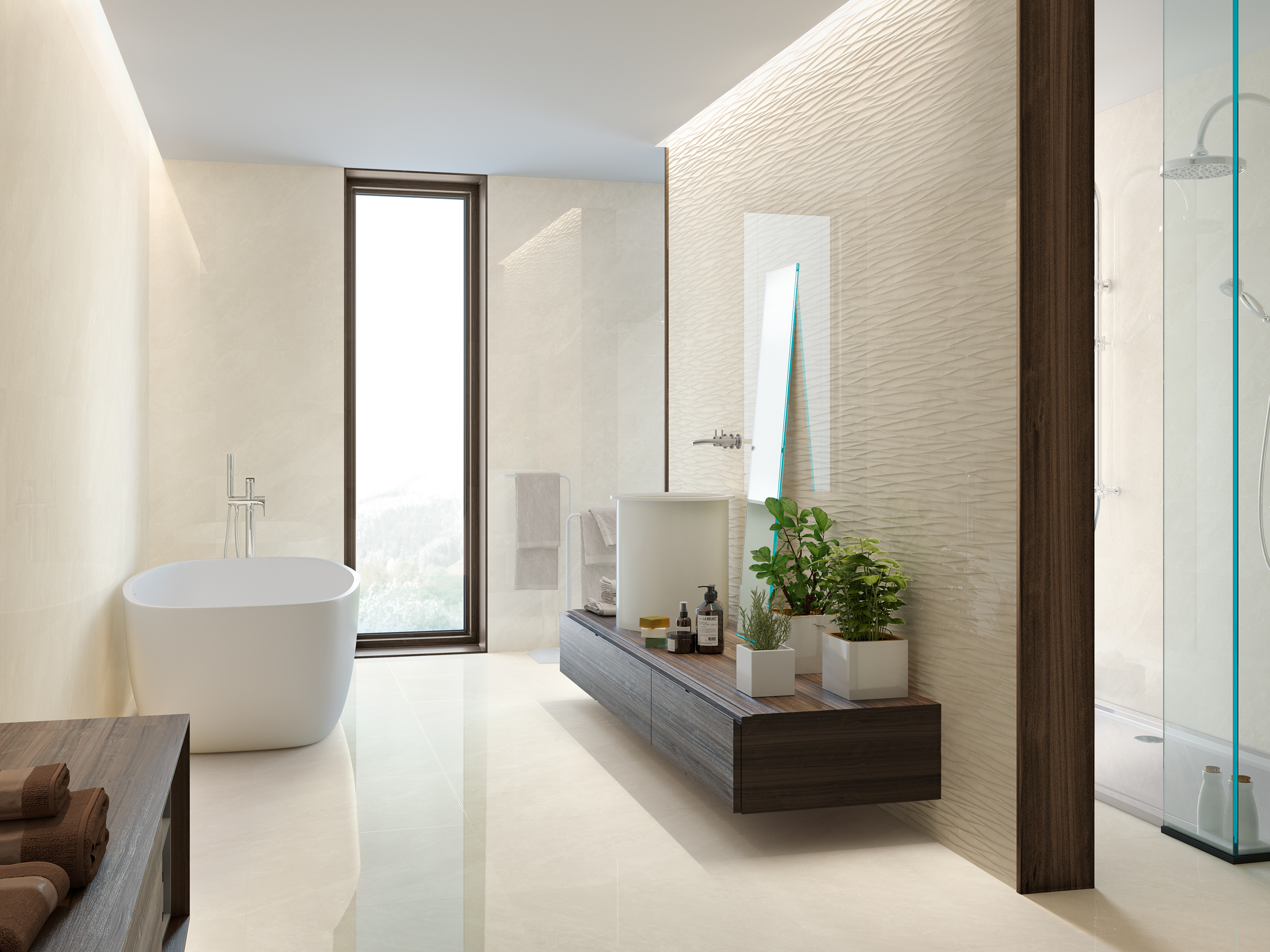 Piastrella da rivestimento interno in maiolica 30 x 60 cm rettificato smaltato beige lucido Windsor Sp. 10.3 mm 1.08 mq - 3