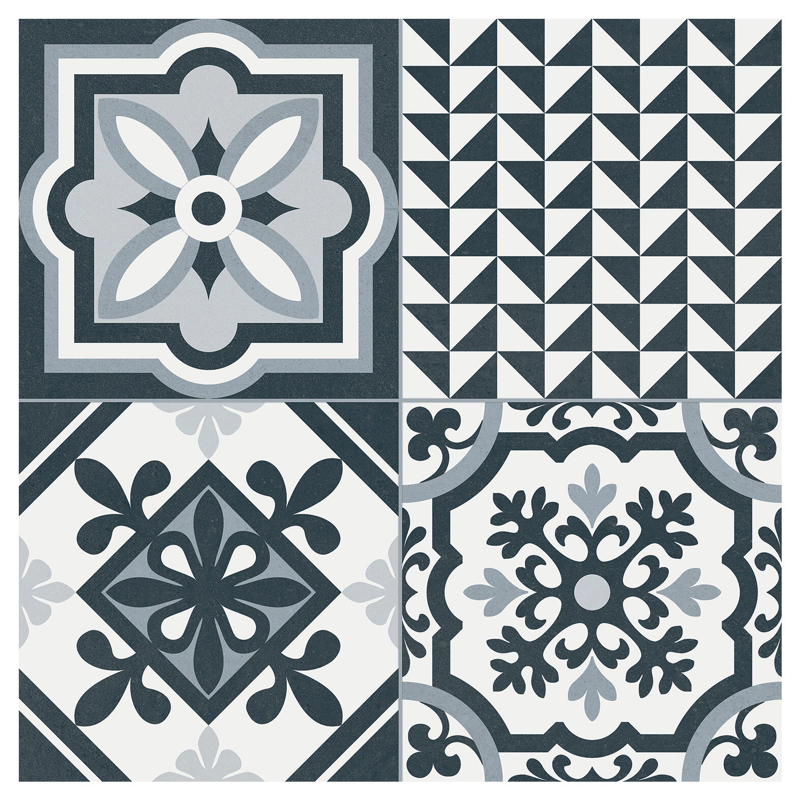 Suelo/Azulejo porcelánico Heritage efecto hidráulico negro 33.15x33.15 cm C1 - 3