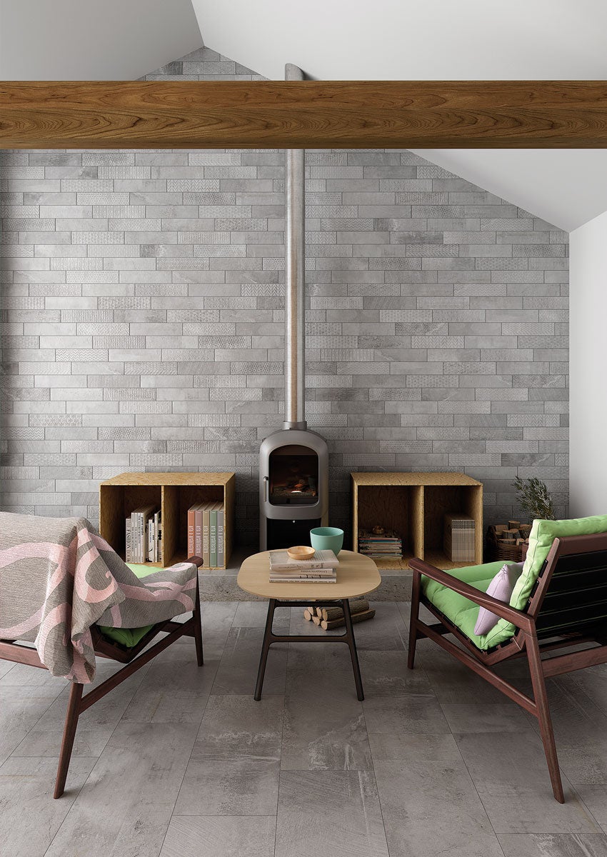 Suelo/azulejo cerámico brickbold efecto piedra gris 33.15x33.15 cm c1