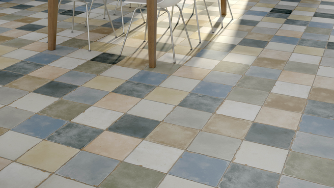 Pavimento cerâmico para exterior efeito hidráulico