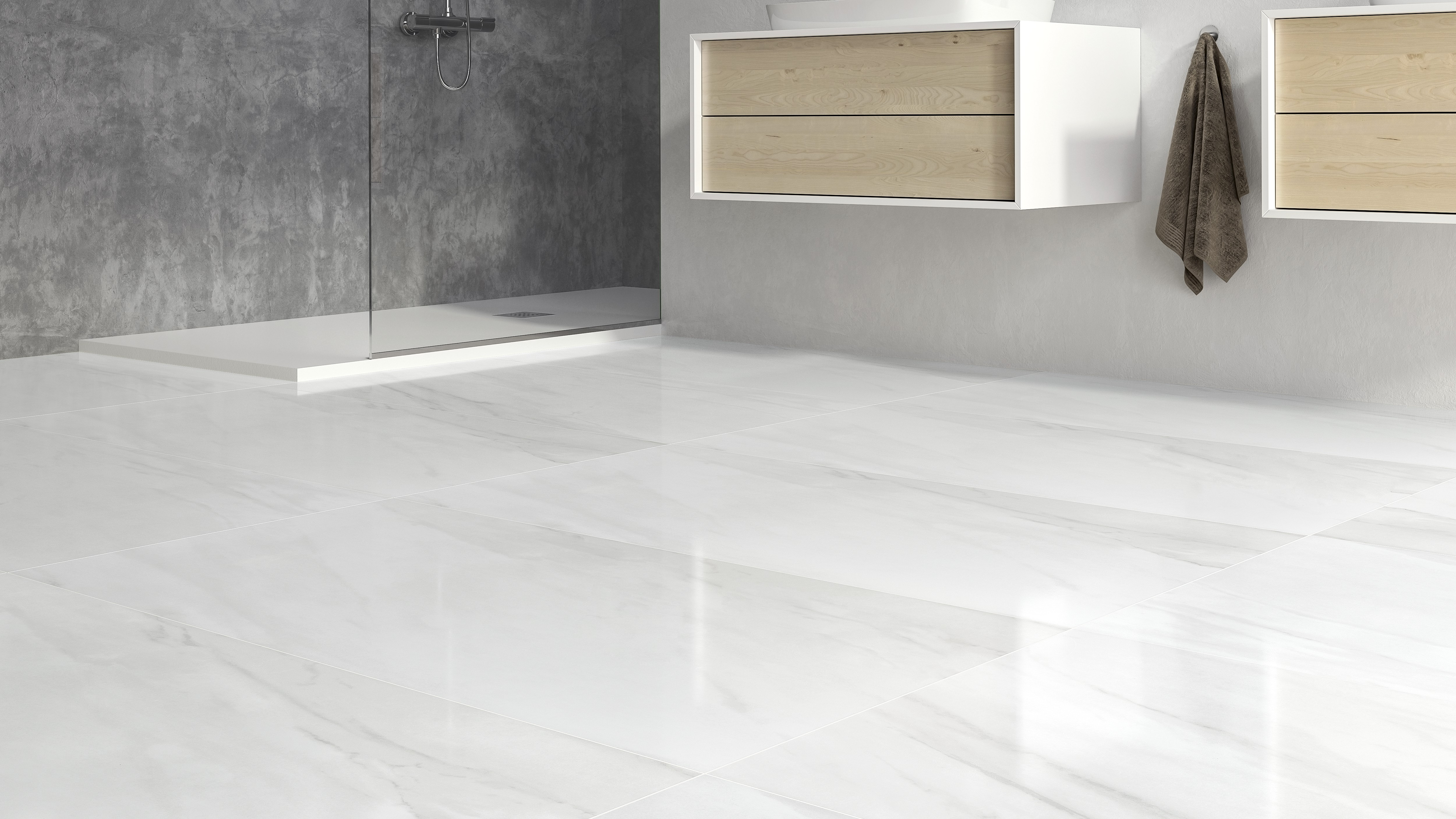 Piastrella da pavimento e rivestimento interno in gres porcellanato 60 x 120 cm rettificato smaltato bianco lucido Marmi R9 traffico intenso (pei 4/5) Sp. 10.5 mm 1.44 mq - 3