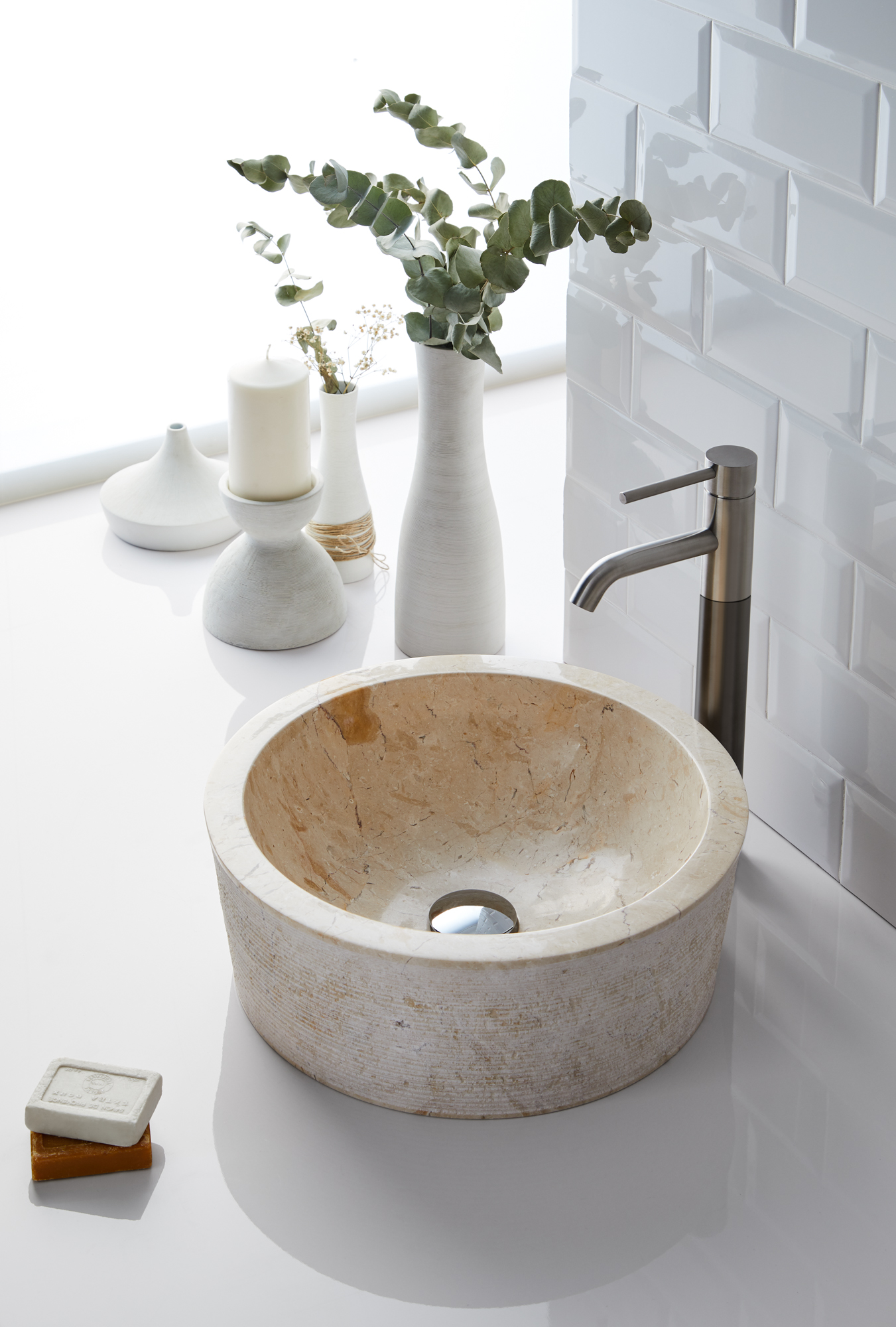 Lavatório de pousar 40 cm bege pedra Bahia - 19