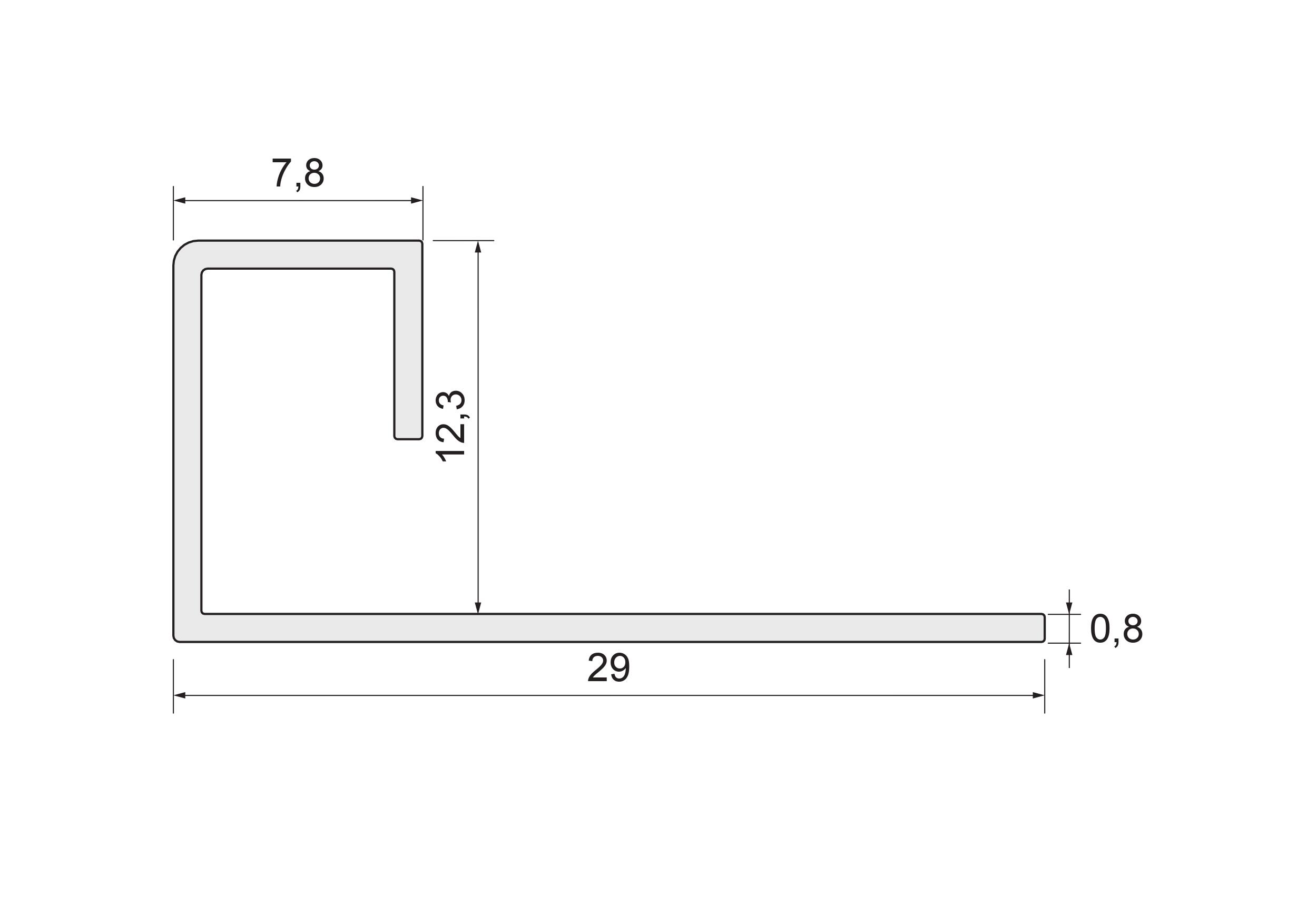 Perfil quadrado EXTERIOR INOX BRANCO 12MMX2.5M - 7