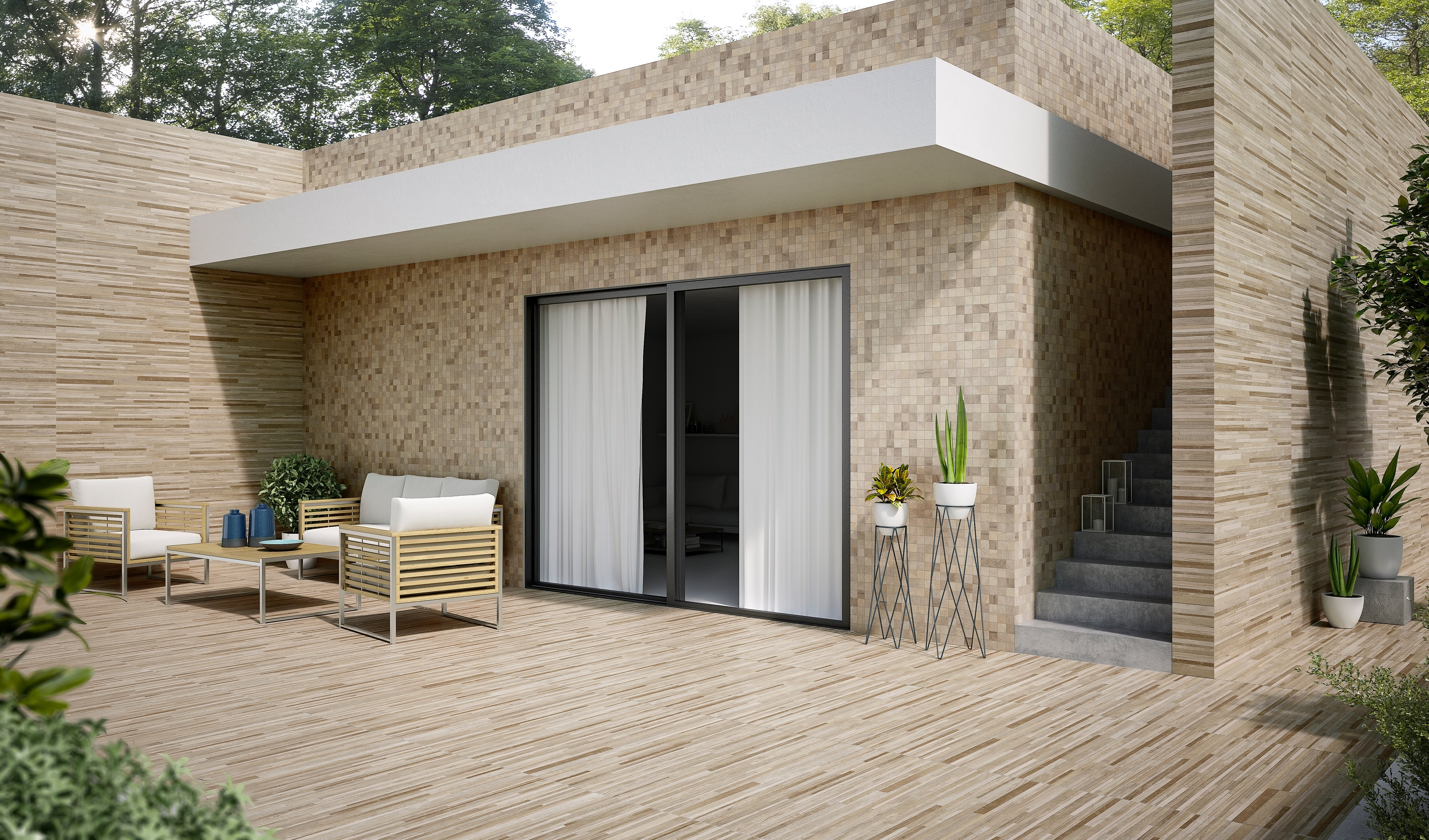 Suelo/azulejo porcelánico sequoia mosaic efecto madera ash 33x33 cm