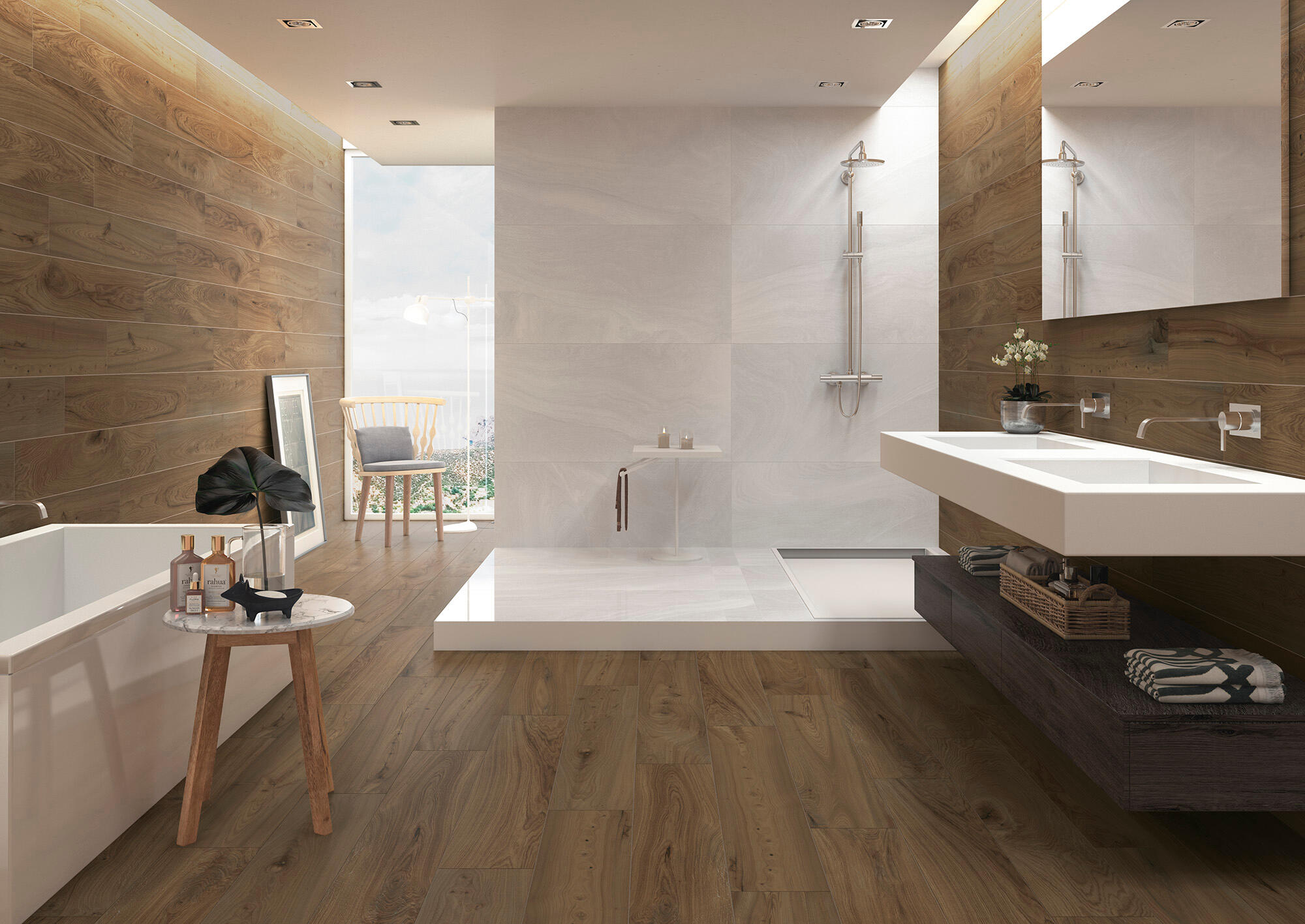 Suelo/azulejo porcelánico oregon efecto madera nogal 20x120 cm c1