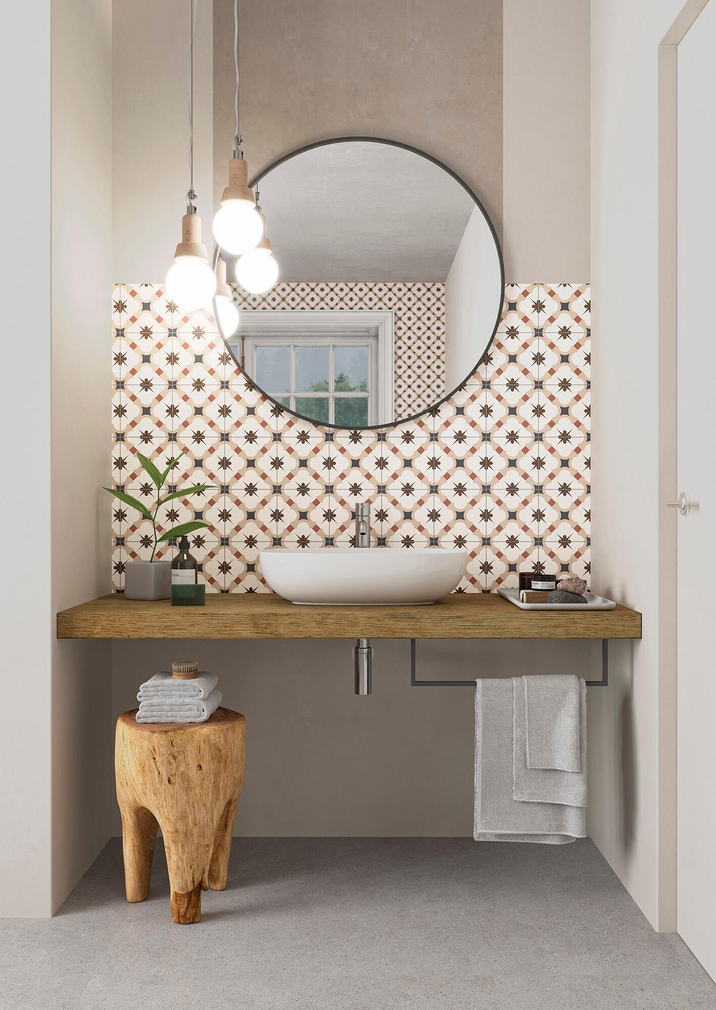 Suelo/Azulejo porcelánico Grace efecto hidráulico beige 33.15x33.15 cm C1 - 4