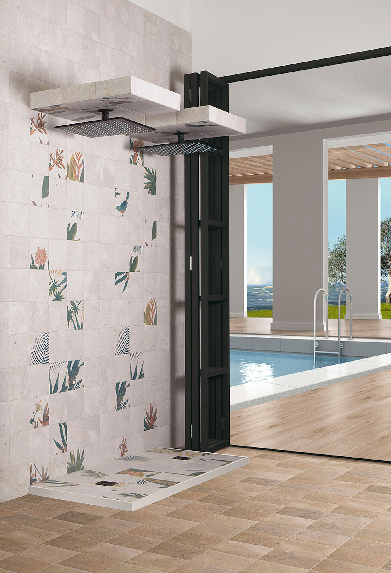 Suelo/azulejo piscina porcelánico bali efecto relieve decor samui 20x20 cm c2