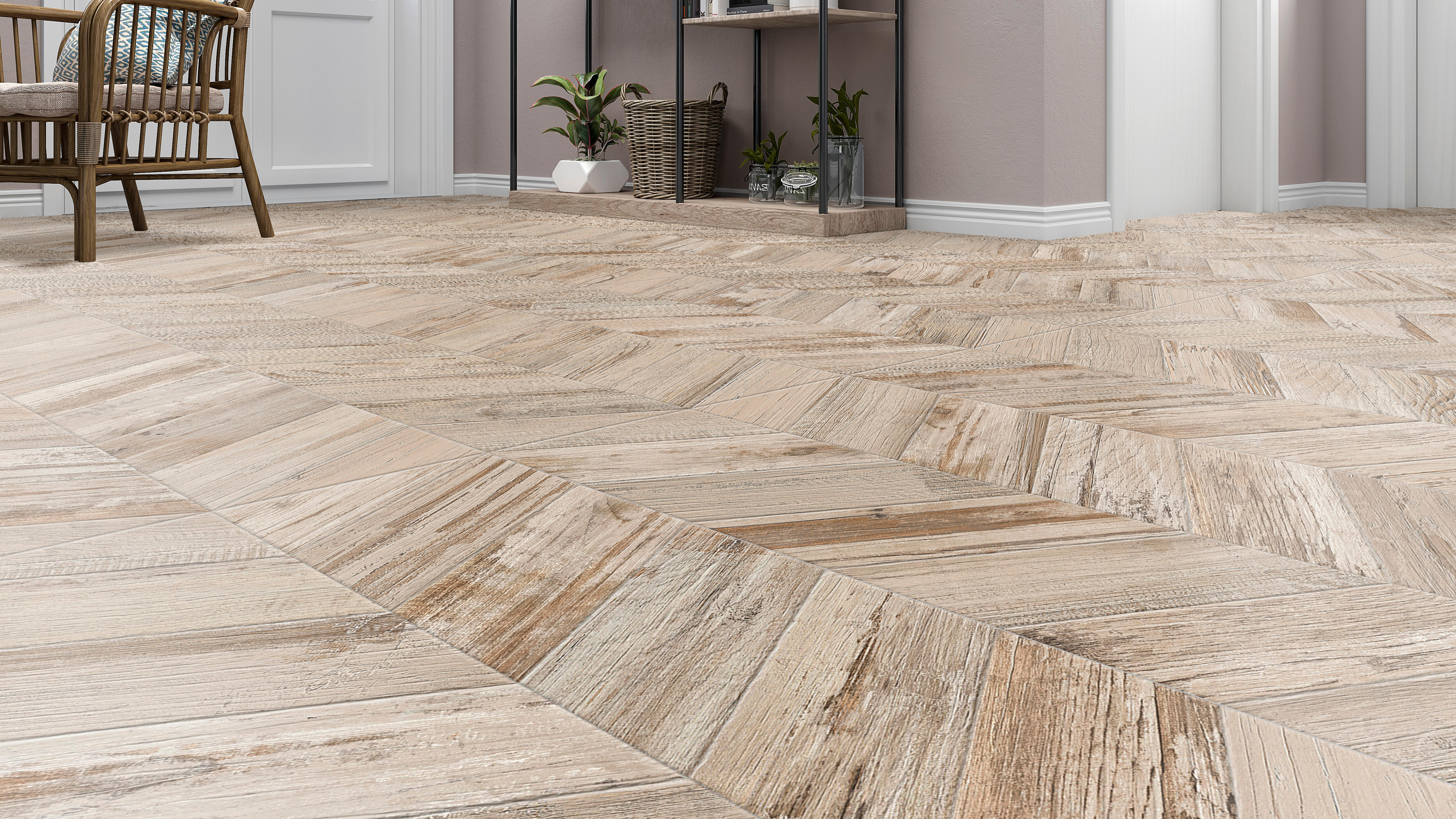 Suelo porcelánico tribeca efecto madera spiga miel 45x90 cm c1
