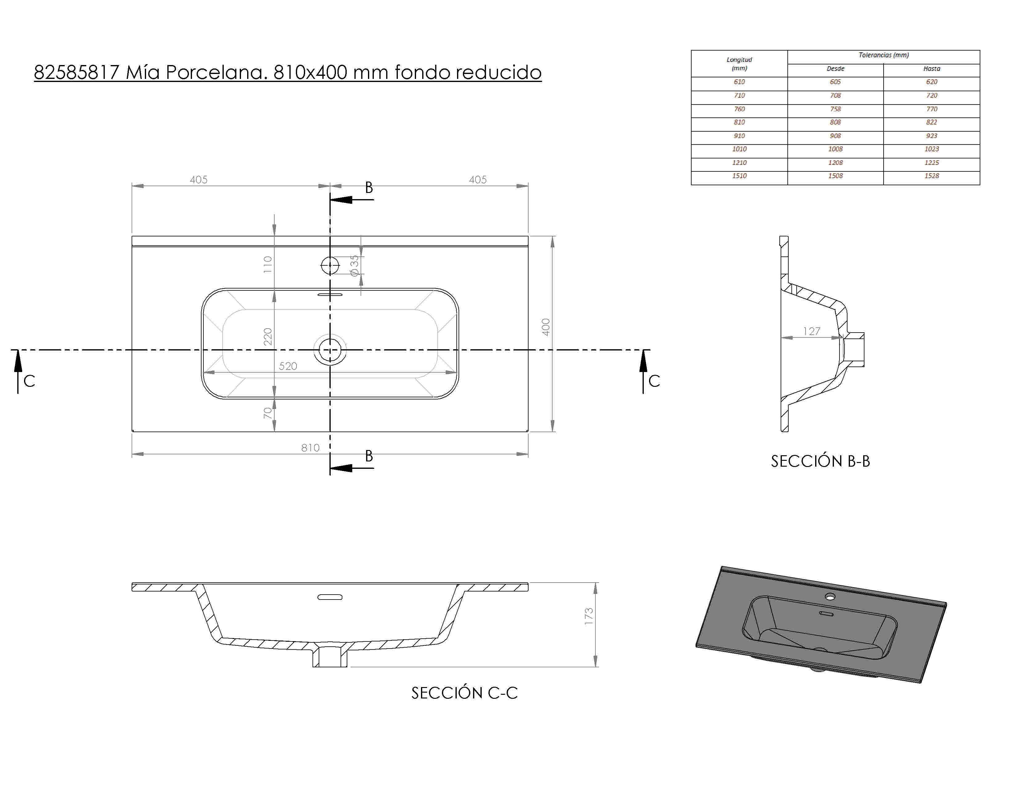 Mueble de baño con lavabo  Mía crudo mate 80x40 cm - 5