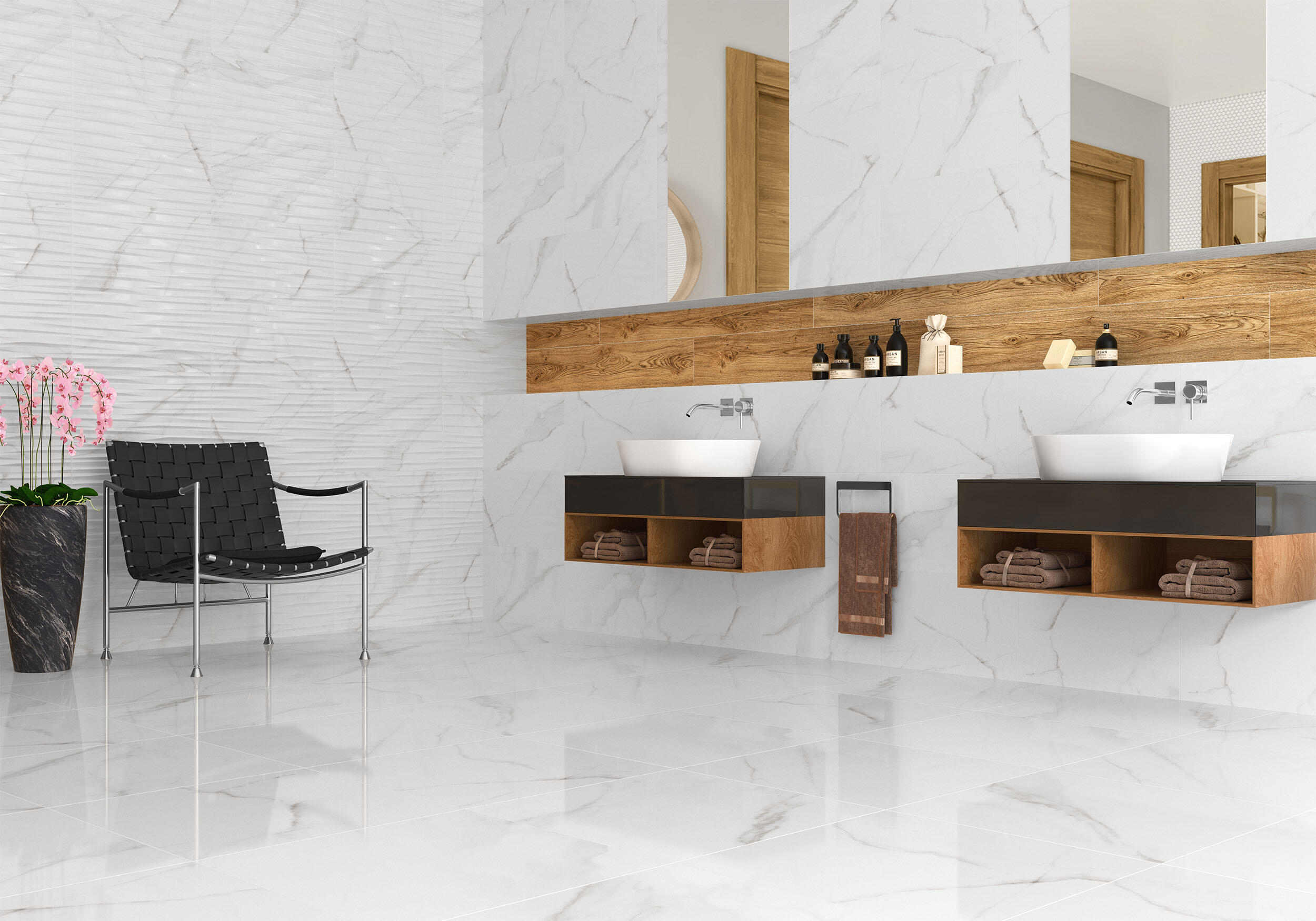 Azulejo cerámico Essential efecto mármol blanco 33.3x55 cm - 3