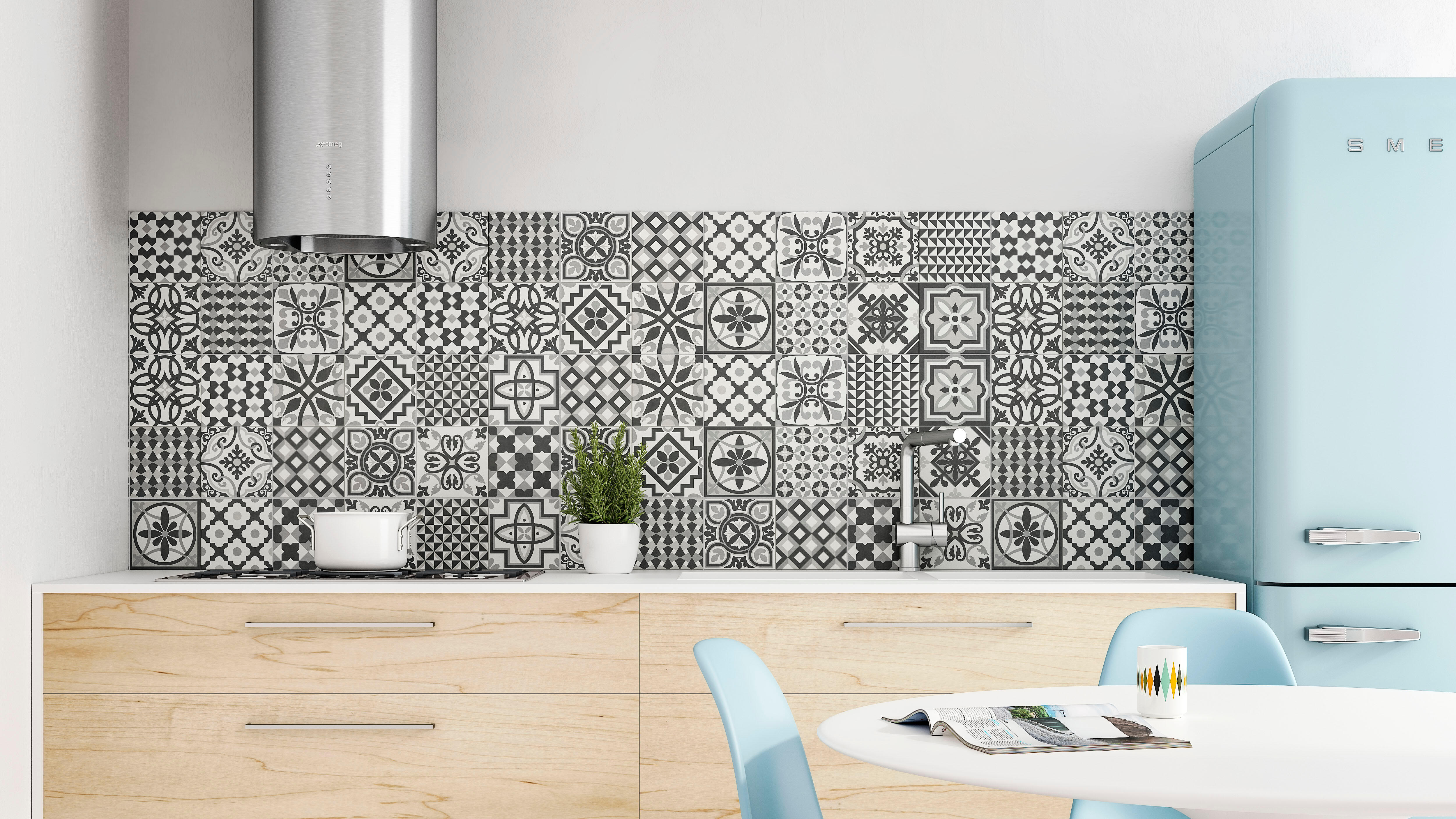 Suelo/Azulejo porcelánico Heritage efecto hidráulico negro 33.15x33.15 cm C1 - 5