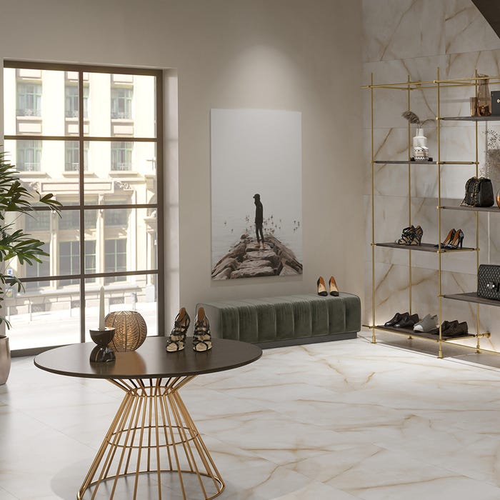 Suelo porcelánico Dinastie efecto mármol ivory 60x120 cm C1 ARTENS ...