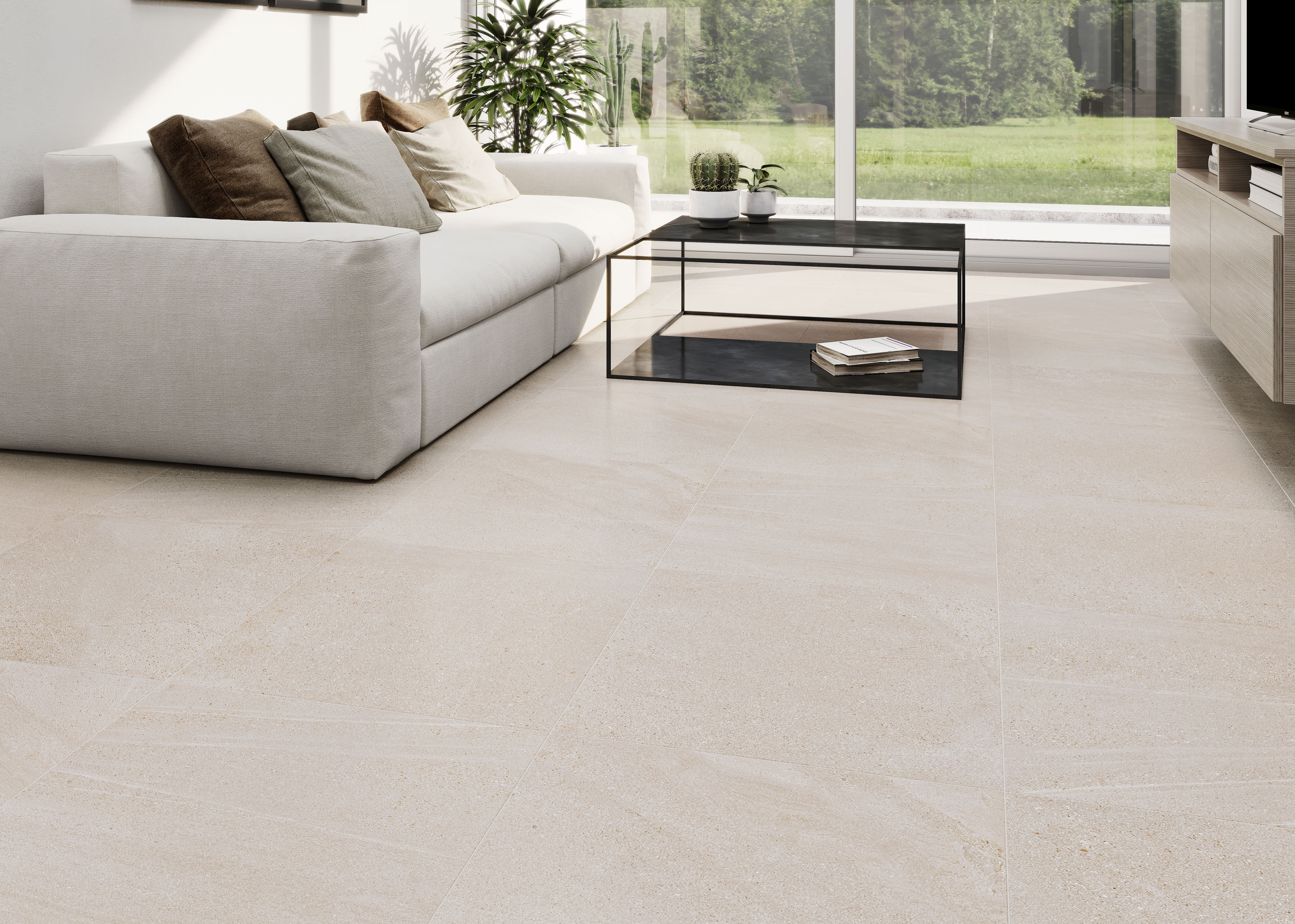 Suelo porcelánico Evan efecto piedra marfil 60x60 cm C3 ARTENS - 4