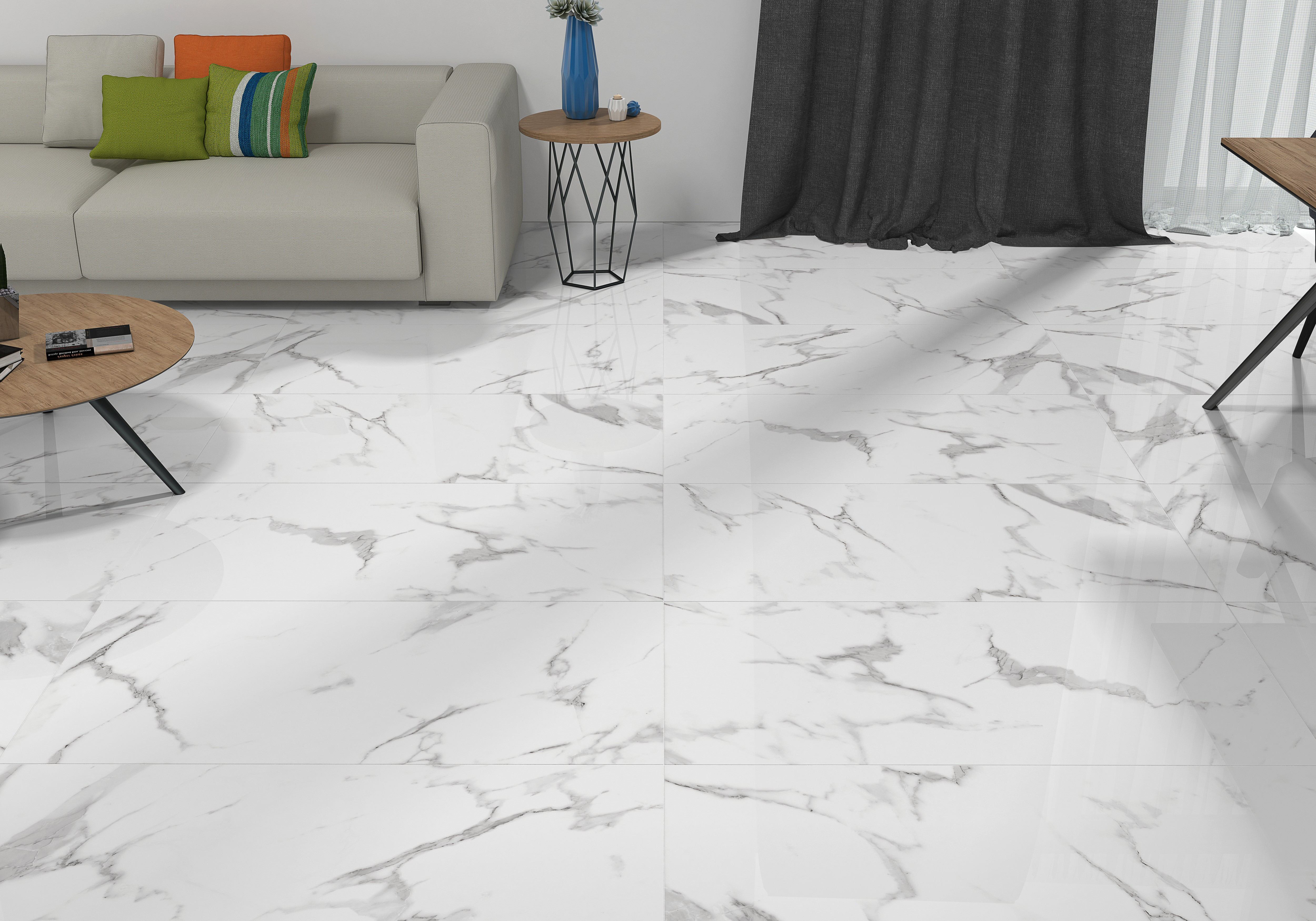 Pavimento cerâmico Casablanca branco brilhante 60x120 cm ECOCERAMIC - 12