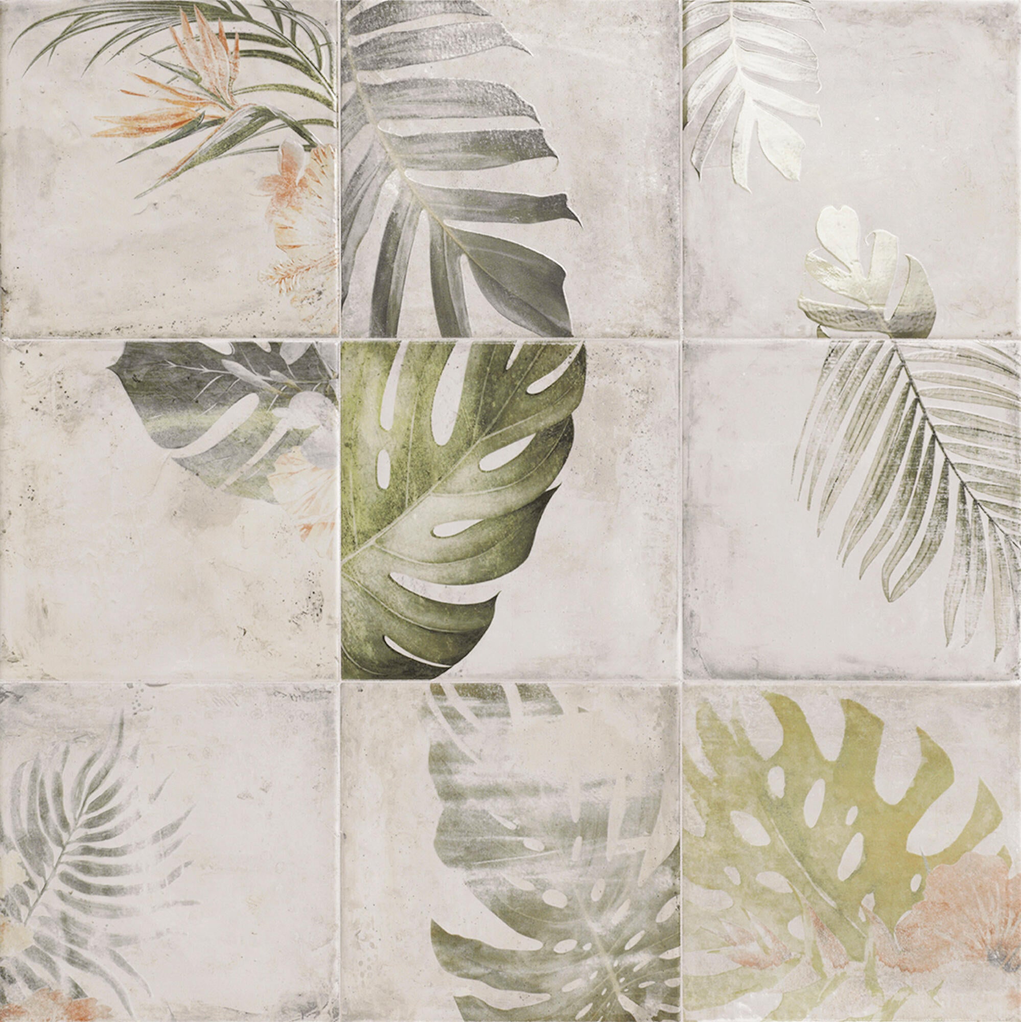 Azulejo cerámico arrebato efecto papel pintado blanco 20x20 cm