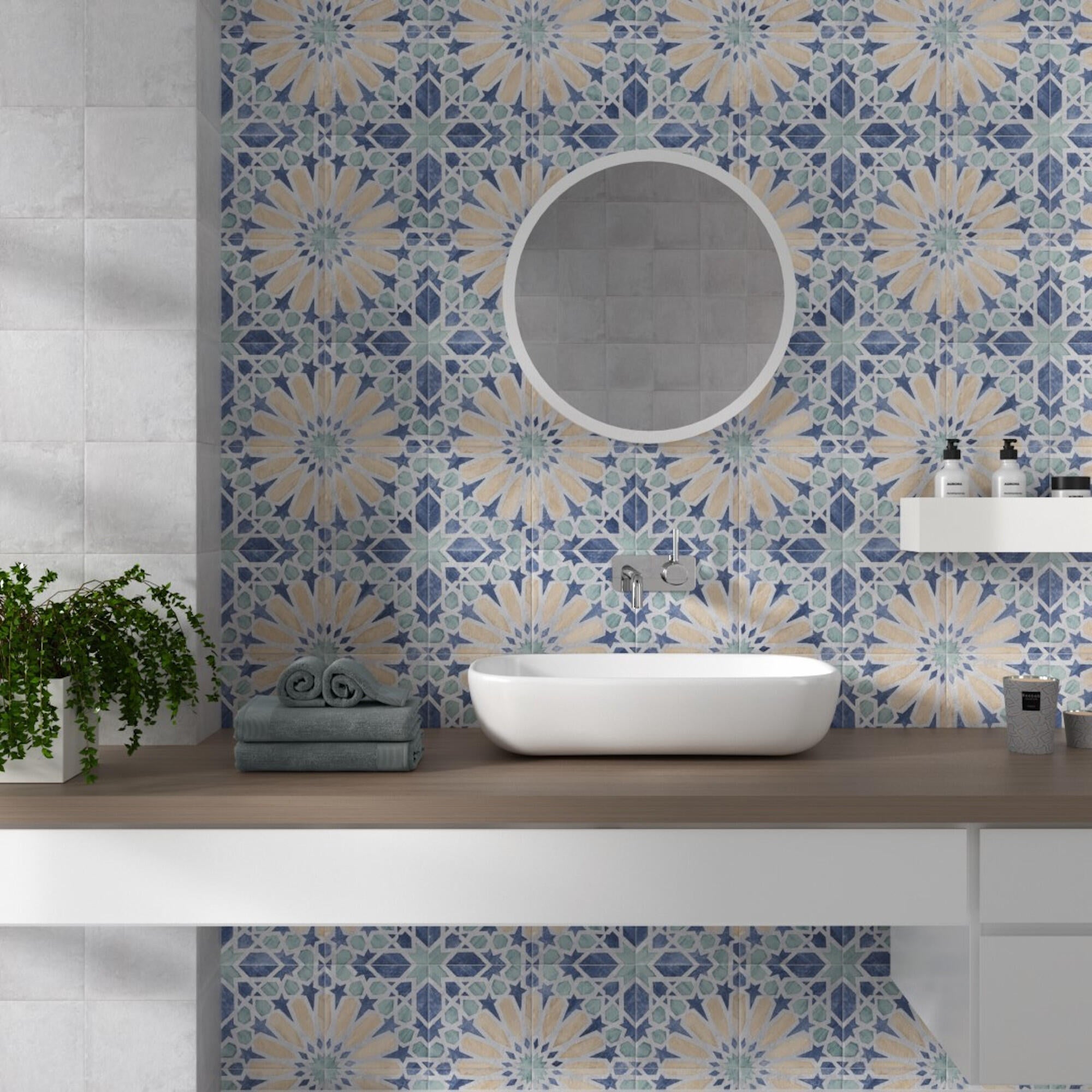 Suelo/azulejo porcelánico carino efecto hidráulico mara 20x20 cm