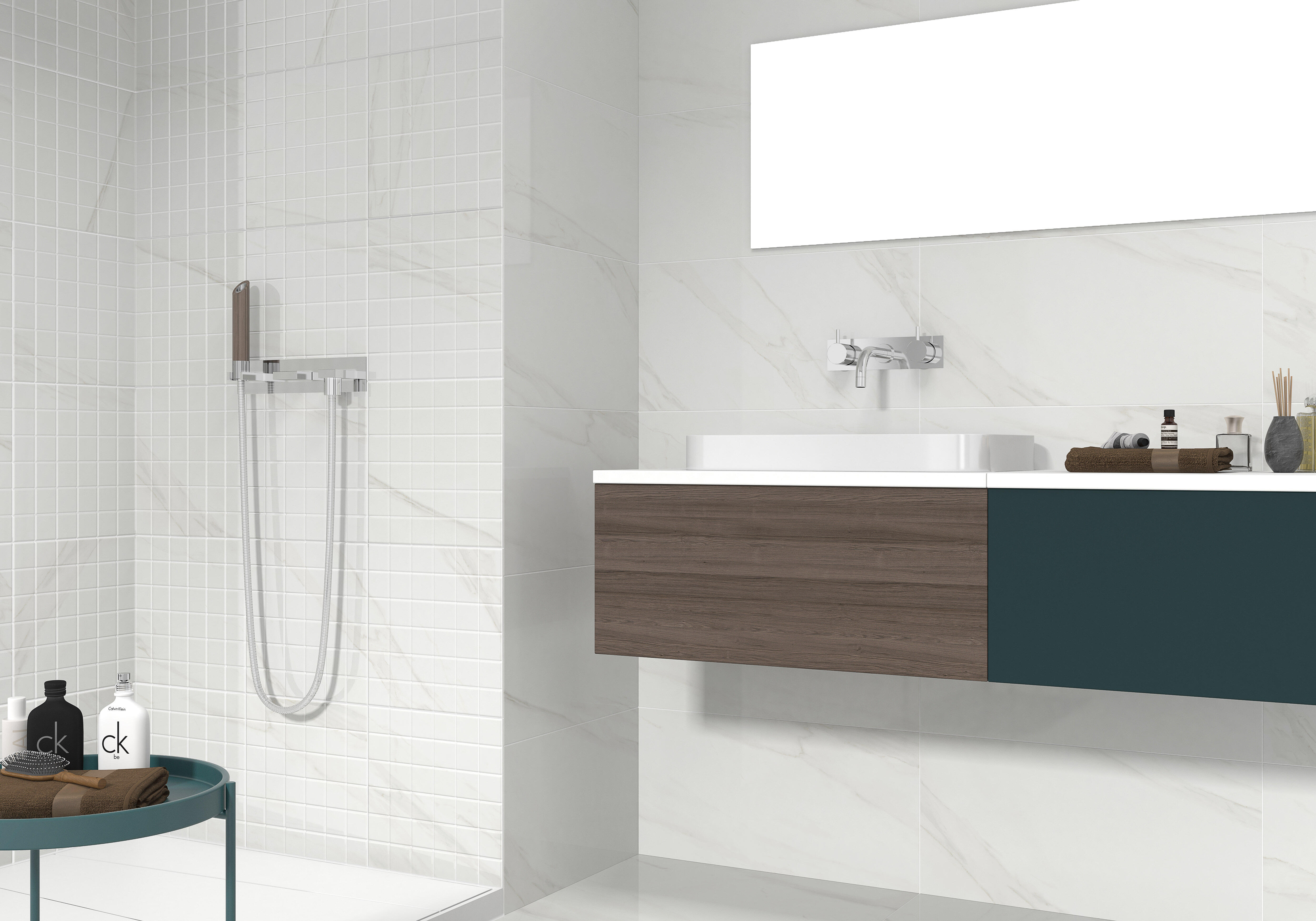 Piastrella da pavimento e rivestimento interno in gres porcellanato 60 x 120 cm rettificato smaltato bianco lucido Marmi R9 traffico intenso (pei 4/5) Sp. 10.5 mm 1.44 mq - 7