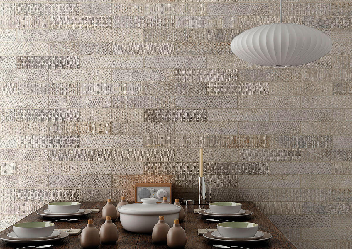 Azulejo porcelánico Brickbold efecto piedra deco ocre 33.15x33.15 cm ...