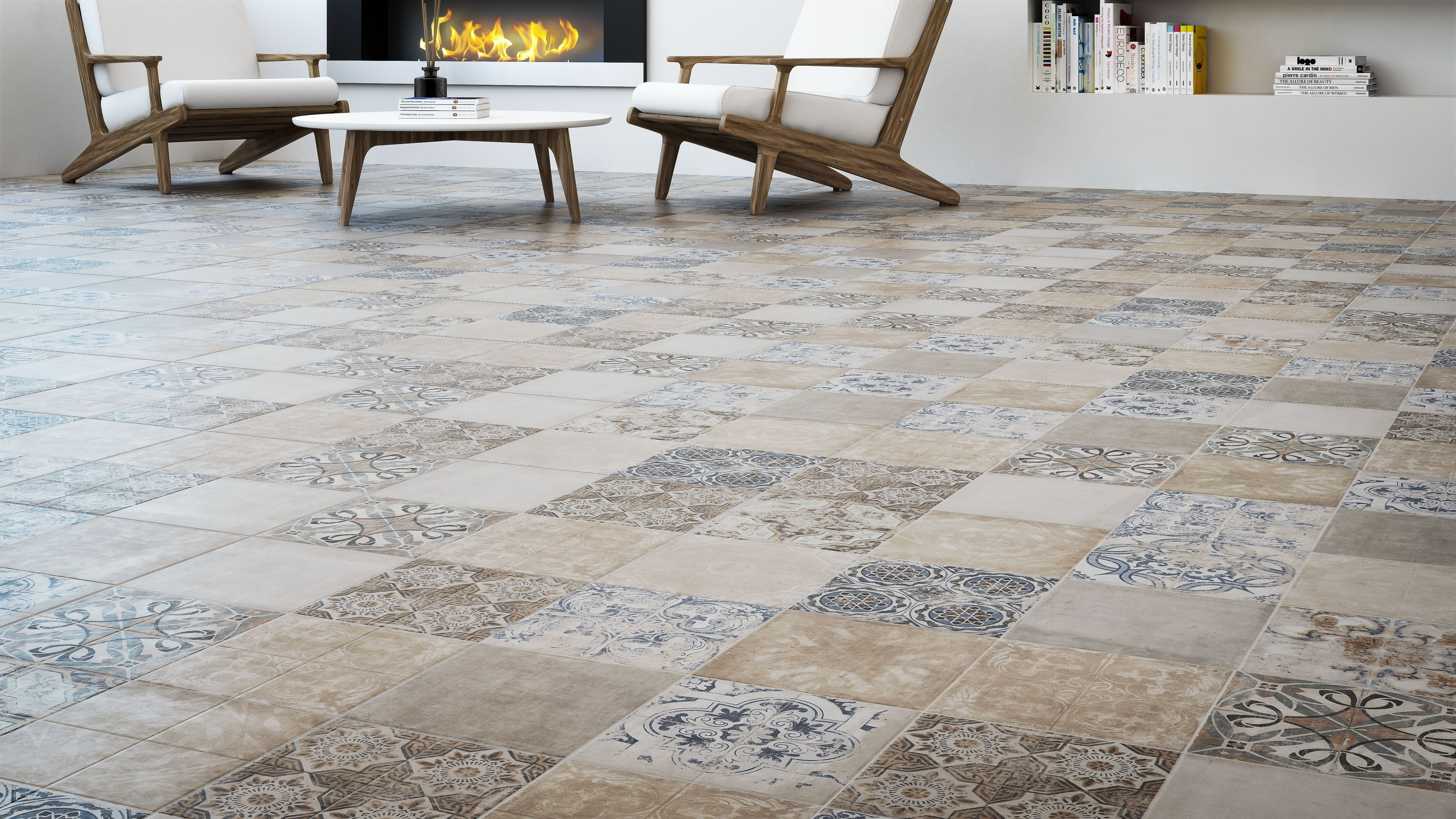Suelo cerámico Alcazar efecto hidráulico beige 45x45 cm C2 ARTENS - 5